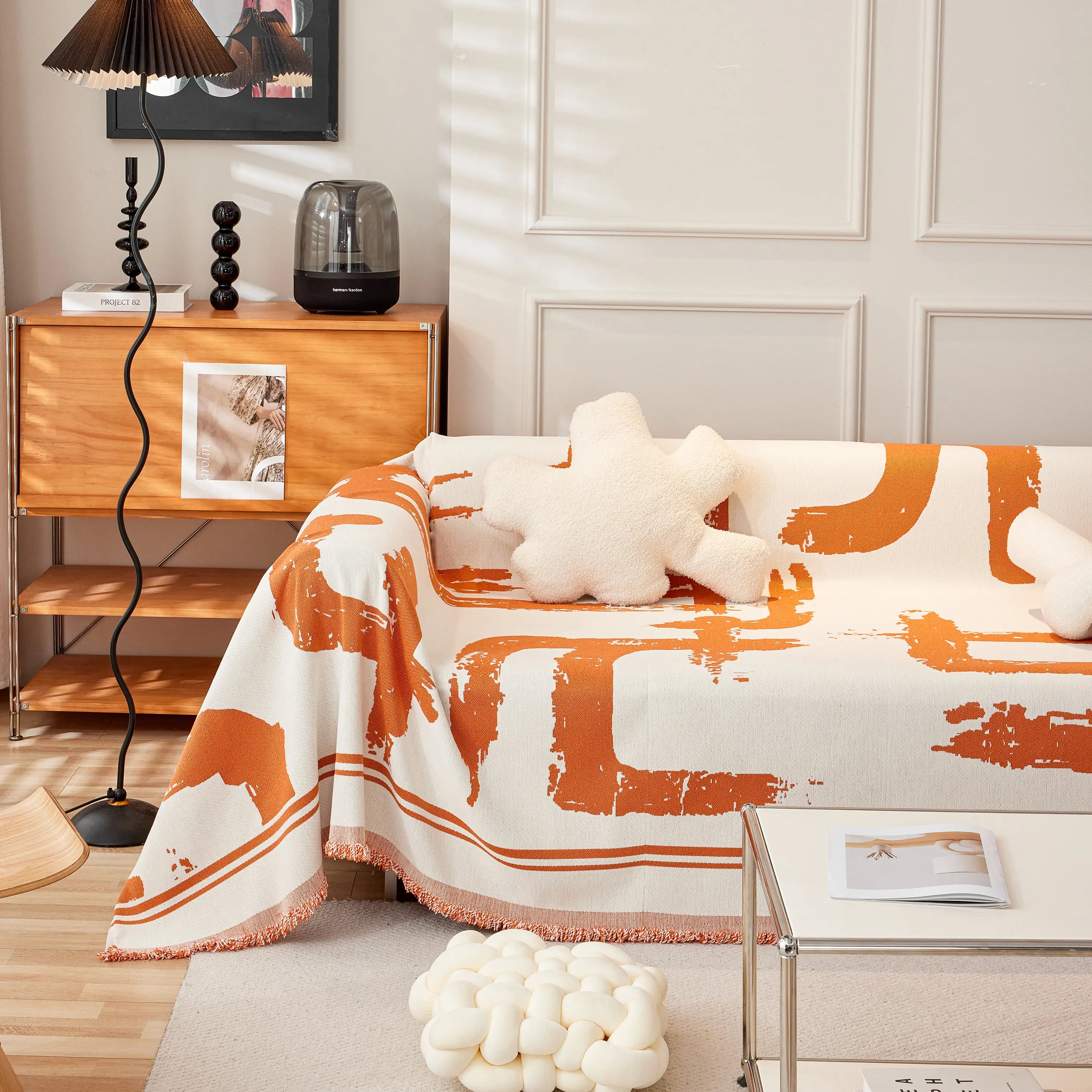 Chenille Abstract Soft Thick Reversible Oversized Couch Cover Blanket, Blanket On Sofa And The Couch
