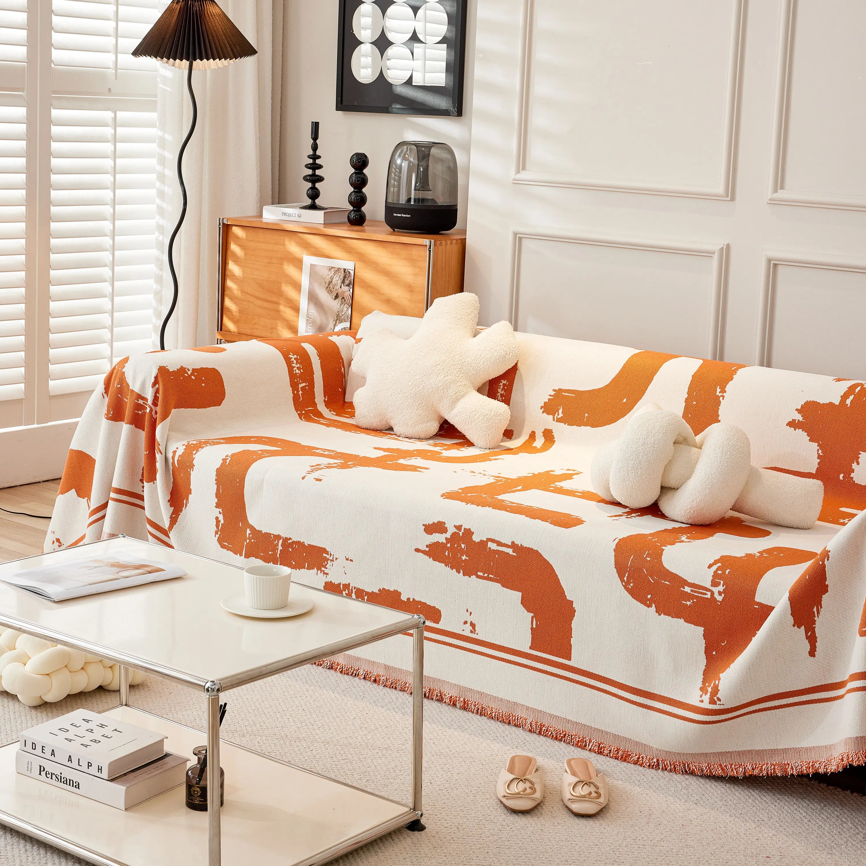 Chenille Abstract Soft Thick Reversible Oversized Couch Cover Blanket, Blanket On Sofa And The Couch