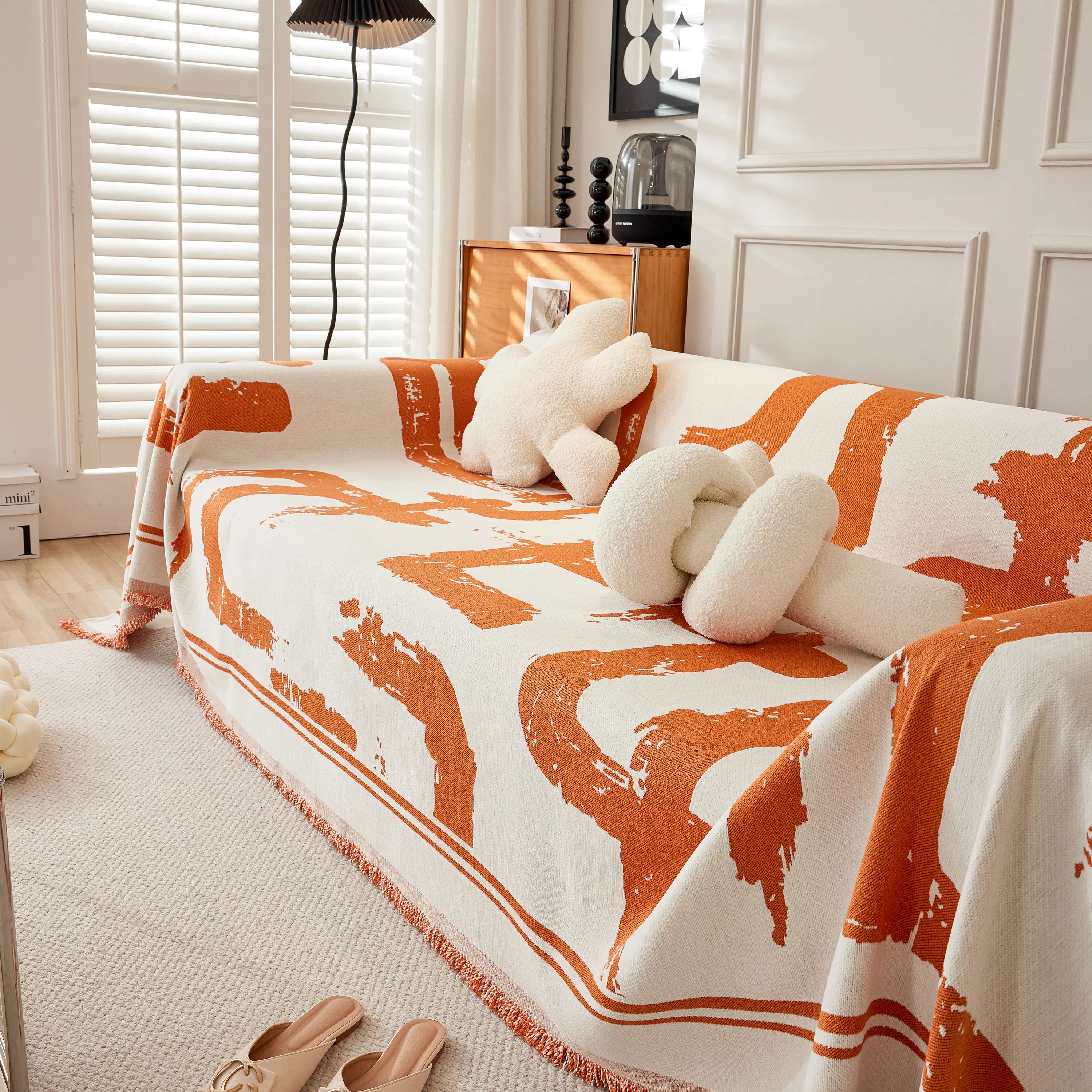 Chenille Abstract Soft Thick Reversible Oversized Couch Cover Blanket, Blanket On Sofa And The Couch