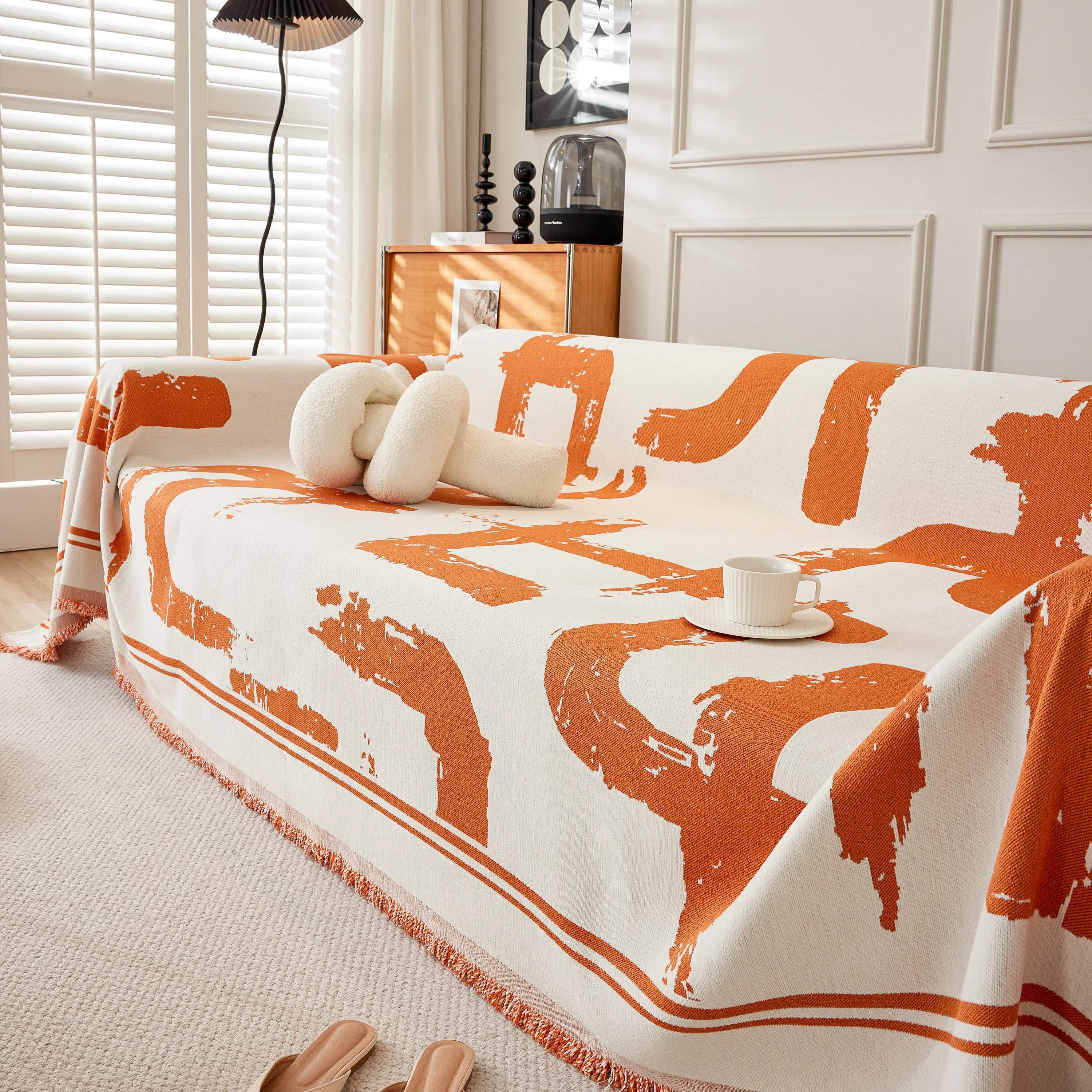 Chenille Abstract Soft Thick Reversible Oversized Couch Cover Blanket, Blanket On Sofa And The Couch