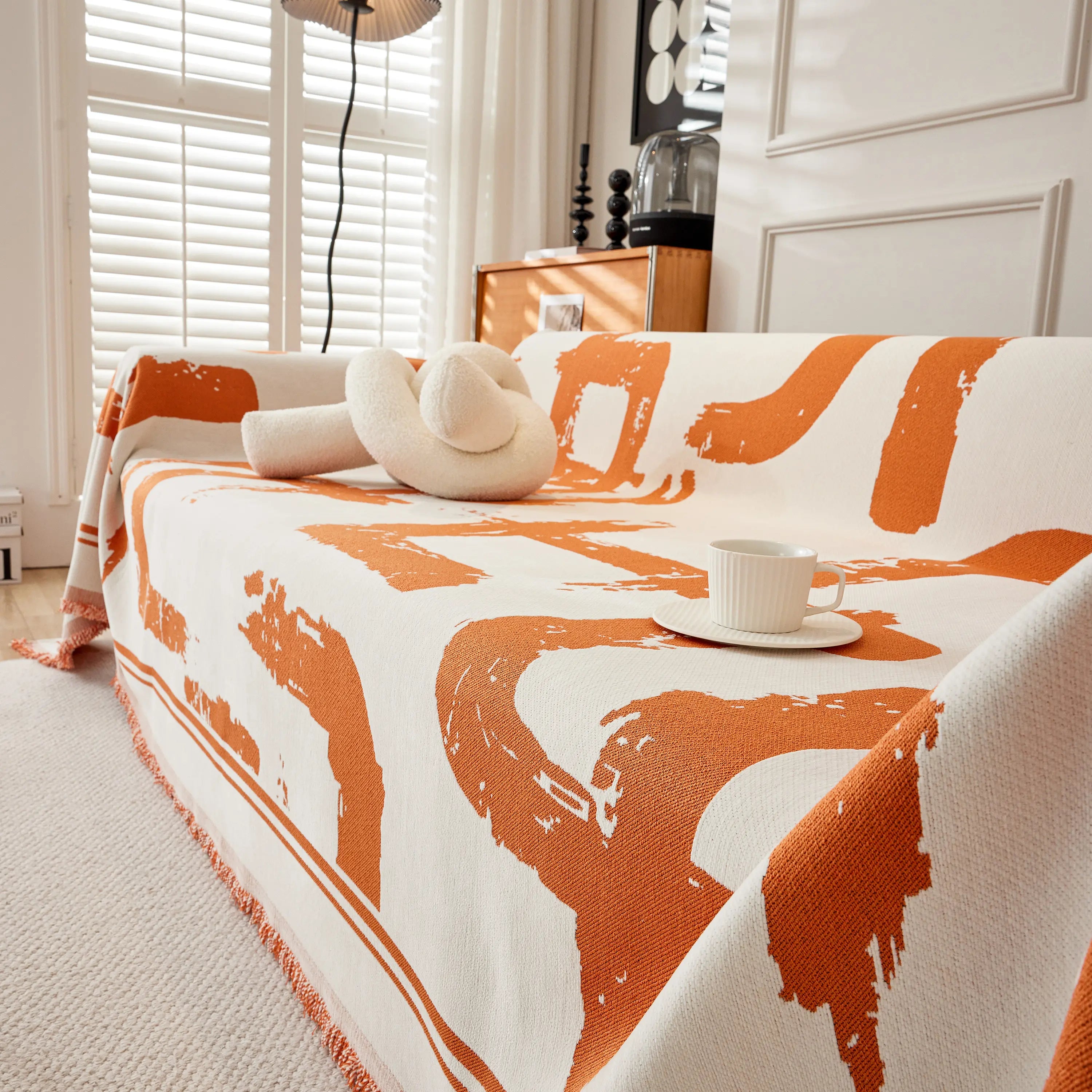 Chenille Abstract Soft Thick Reversible Oversized Couch Cover Blanket, Blanket On Sofa And The Couch