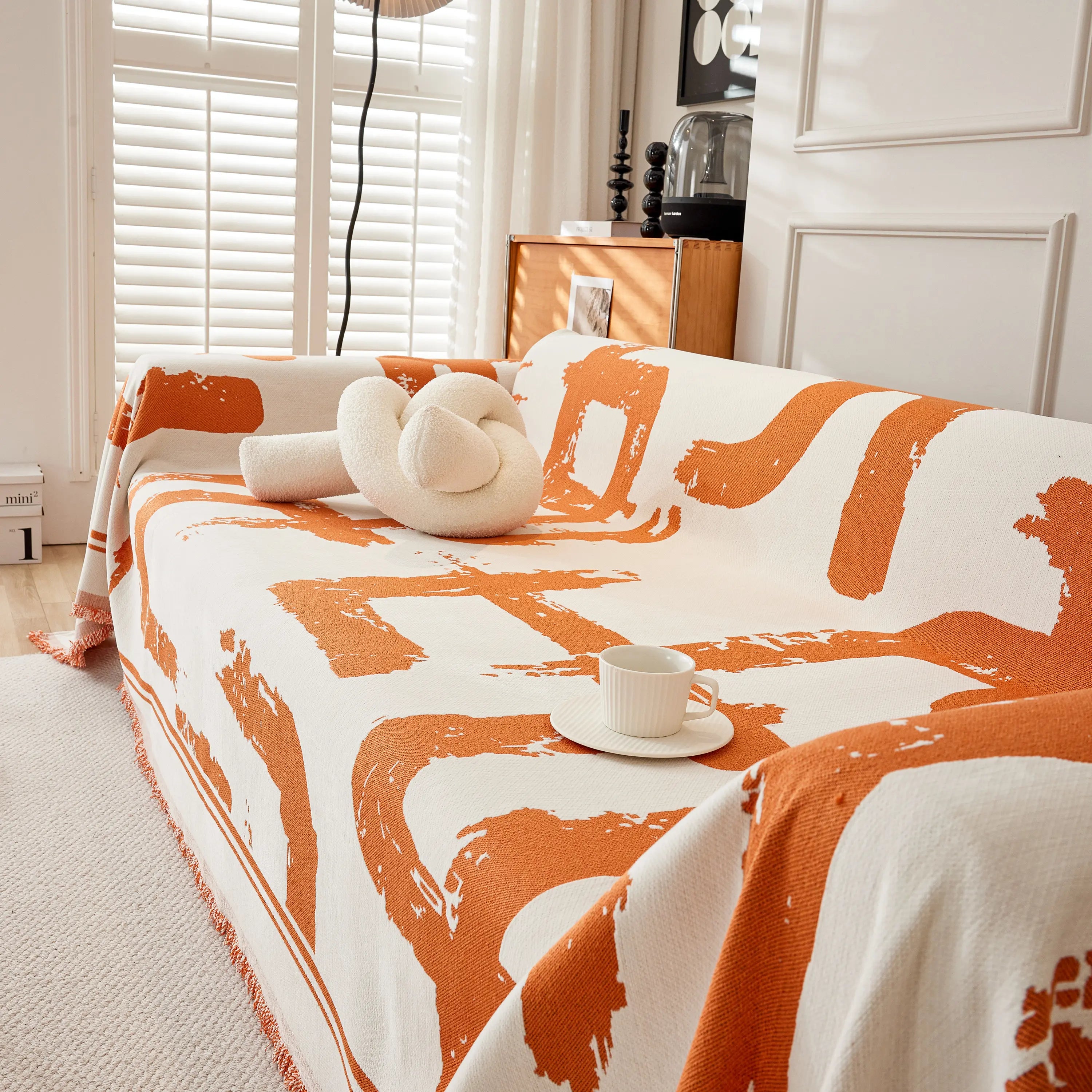 Chenille Abstract Soft Thick Reversible Oversized Couch Cover Blanket, Blanket On Sofa And The Couch