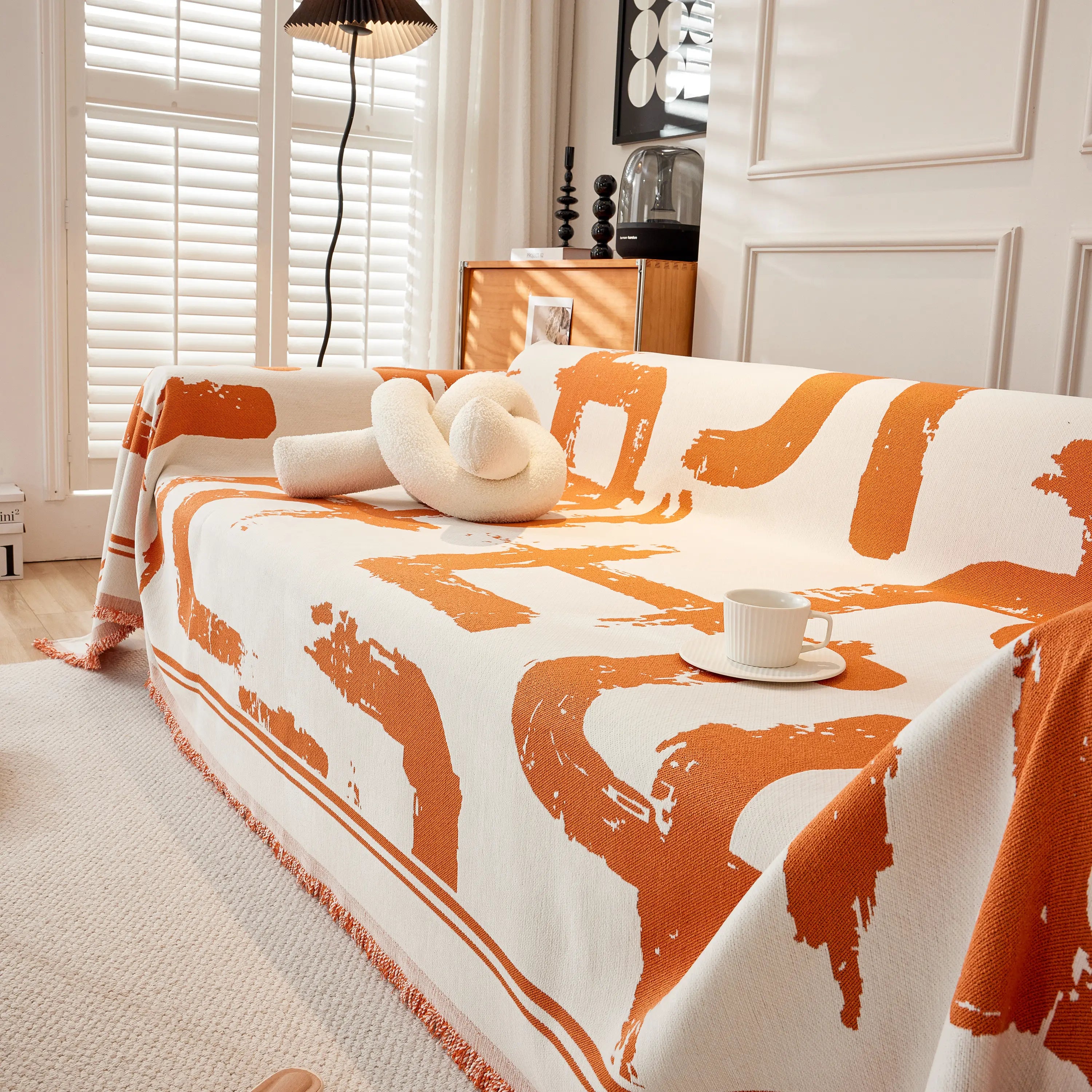 Chenille Abstract Soft Thick Reversible Oversized Couch Cover Blanket, Blanket On Sofa And The Couch