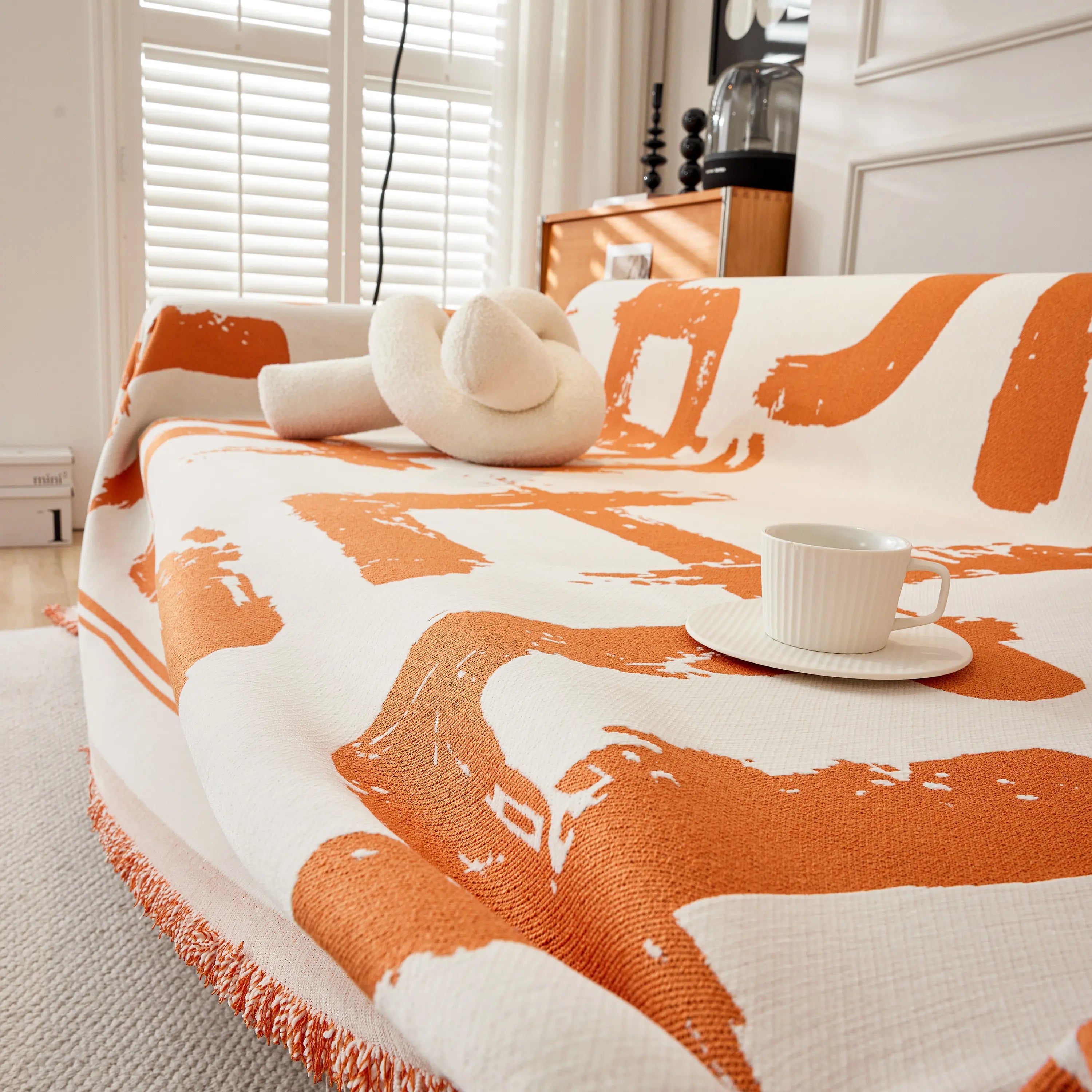 Chenille Abstract Soft Thick Reversible Oversized Couch Cover Blanket, Blanket On Sofa And The Couch