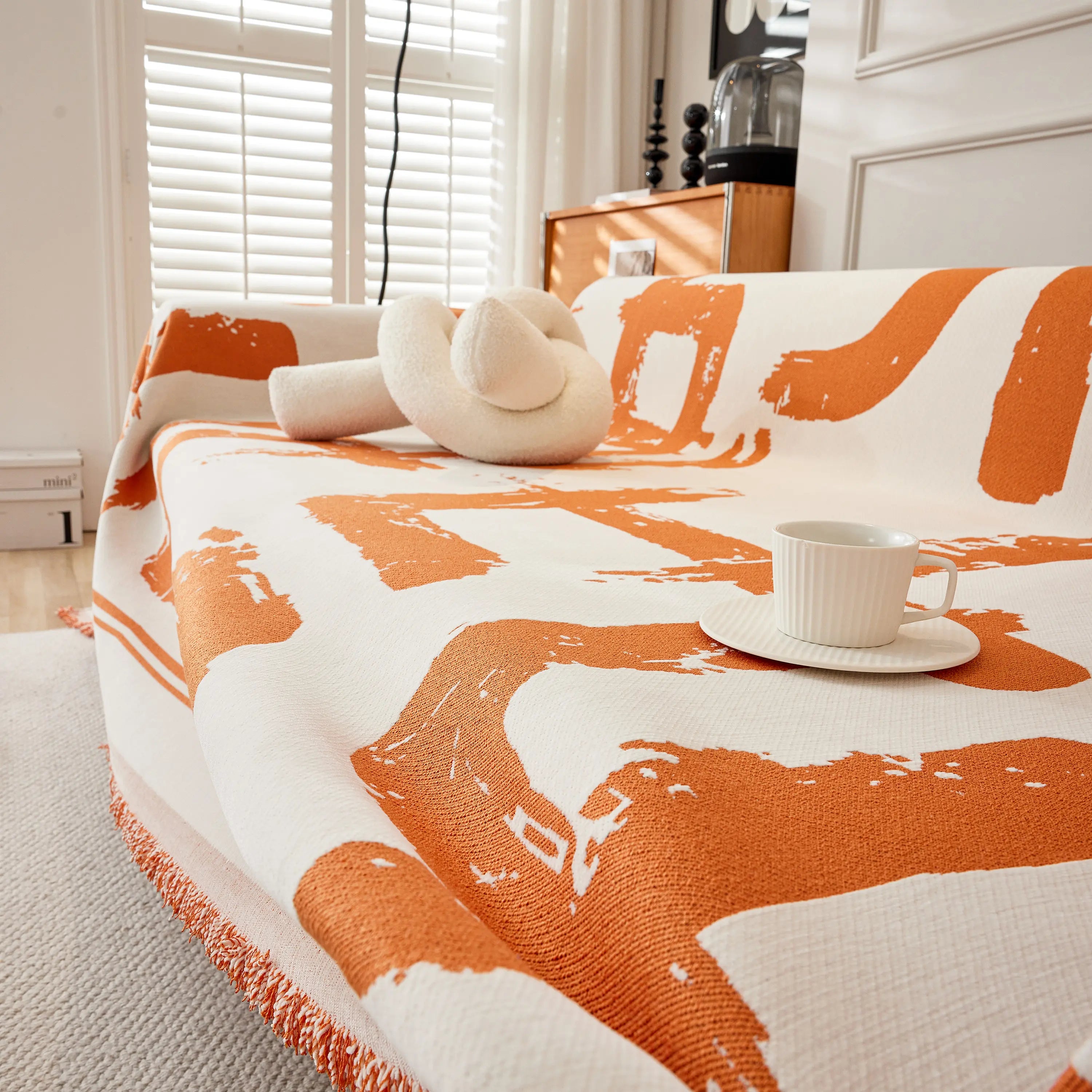 Chenille Abstract Soft Thick Reversible Oversized Couch Cover Blanket, Blanket On Sofa And The Couch