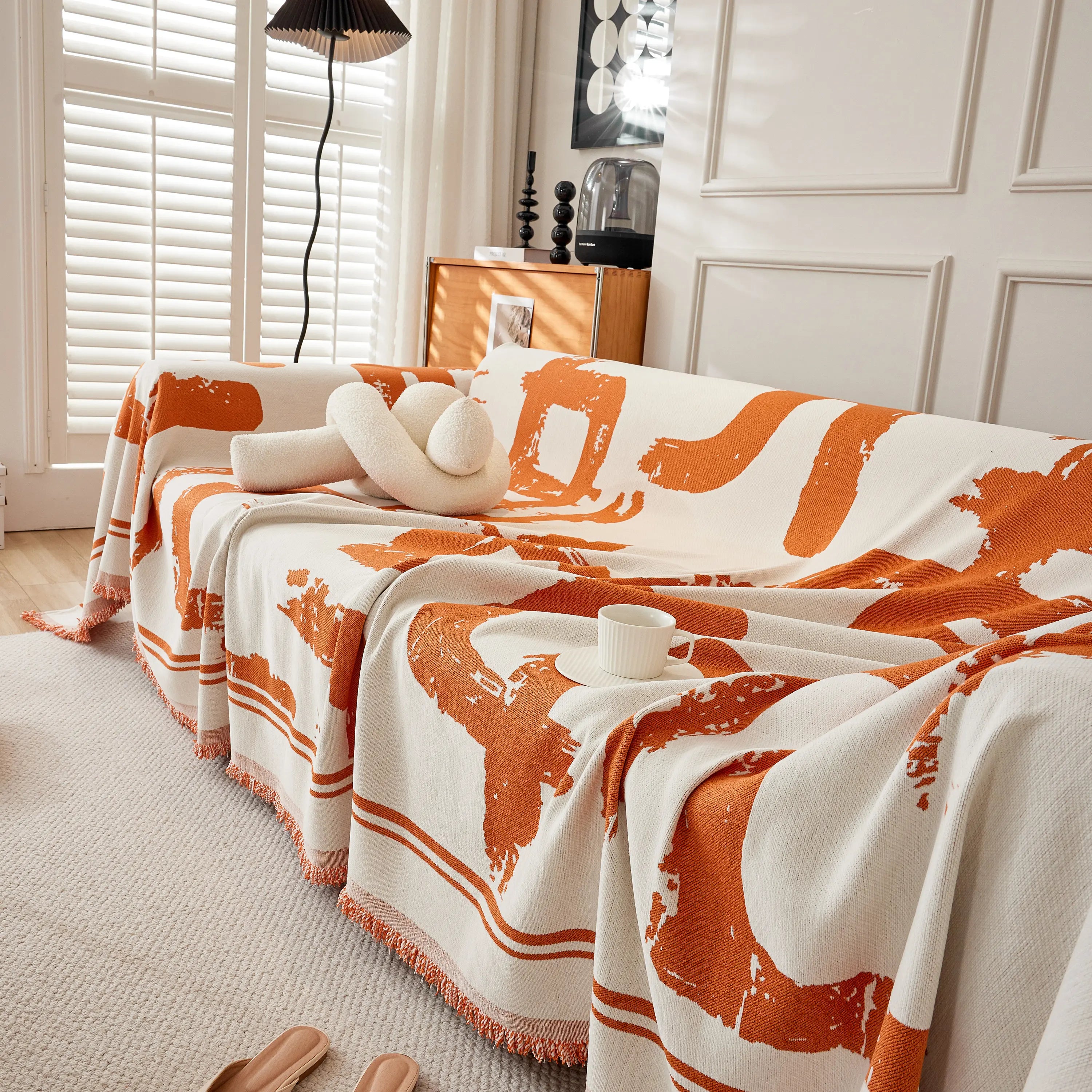 Chenille Abstract Soft Thick Reversible Oversized Couch Cover Blanket, Blanket On Sofa And The Couch