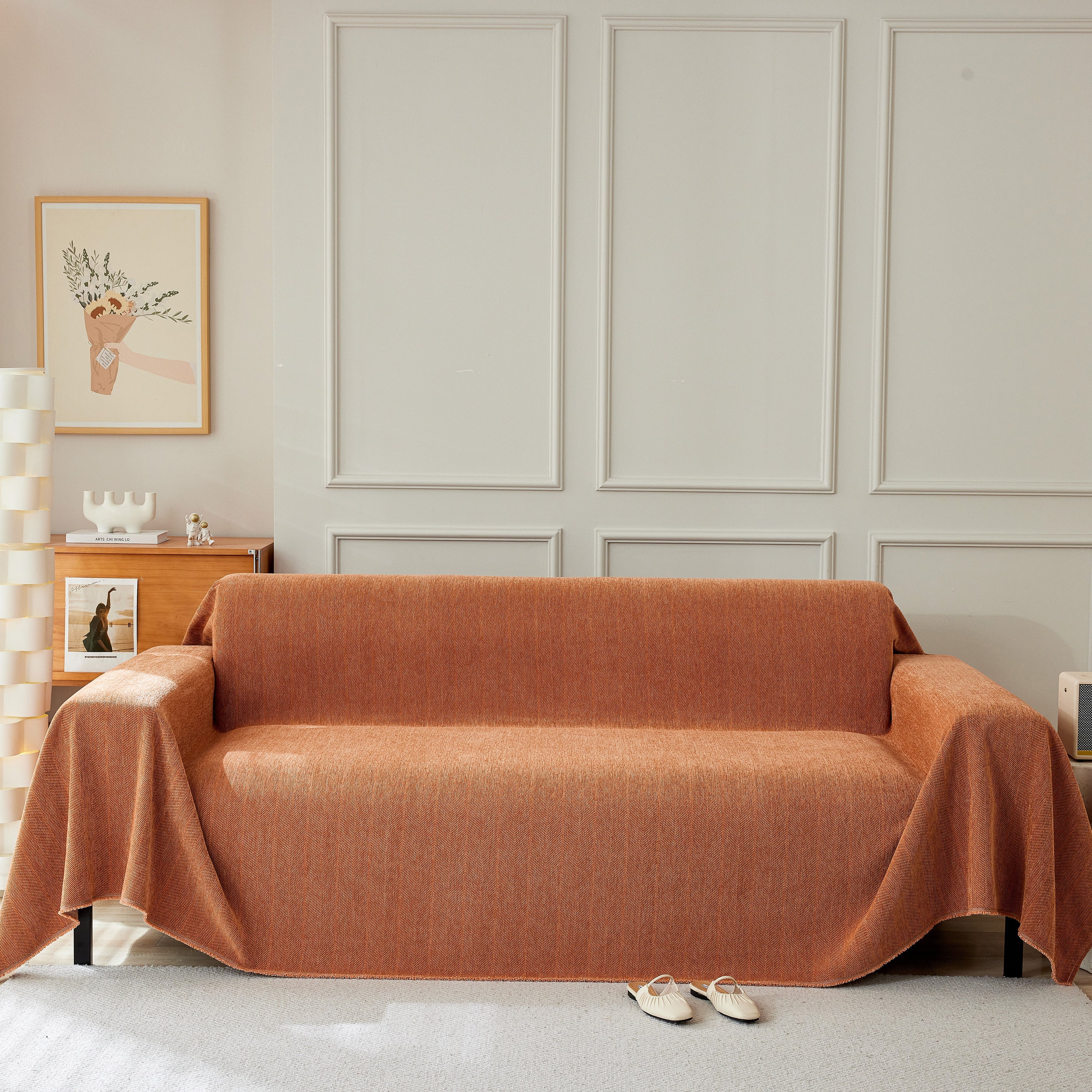 Herringbone Oversized Chenille Couch Throw Cover Sofa Slipcovers Couch Covers For Sectional Couches