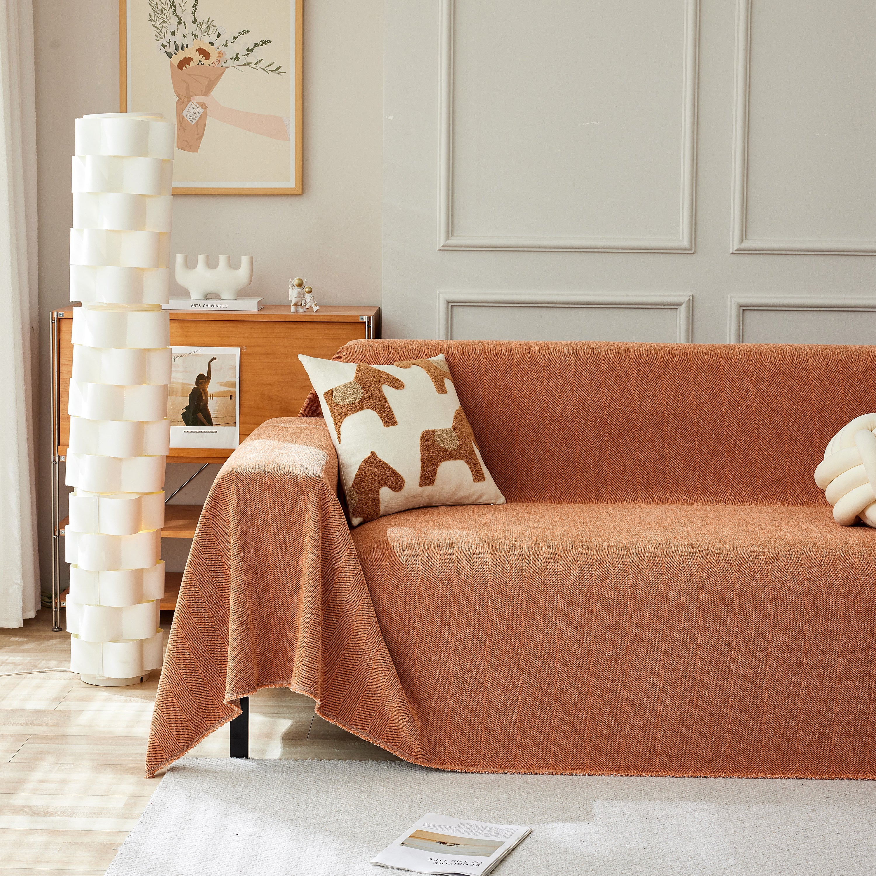 Herringbone Oversized Chenille Couch Throw Cover Sofa Slipcovers Couch Covers For Sectional Couches