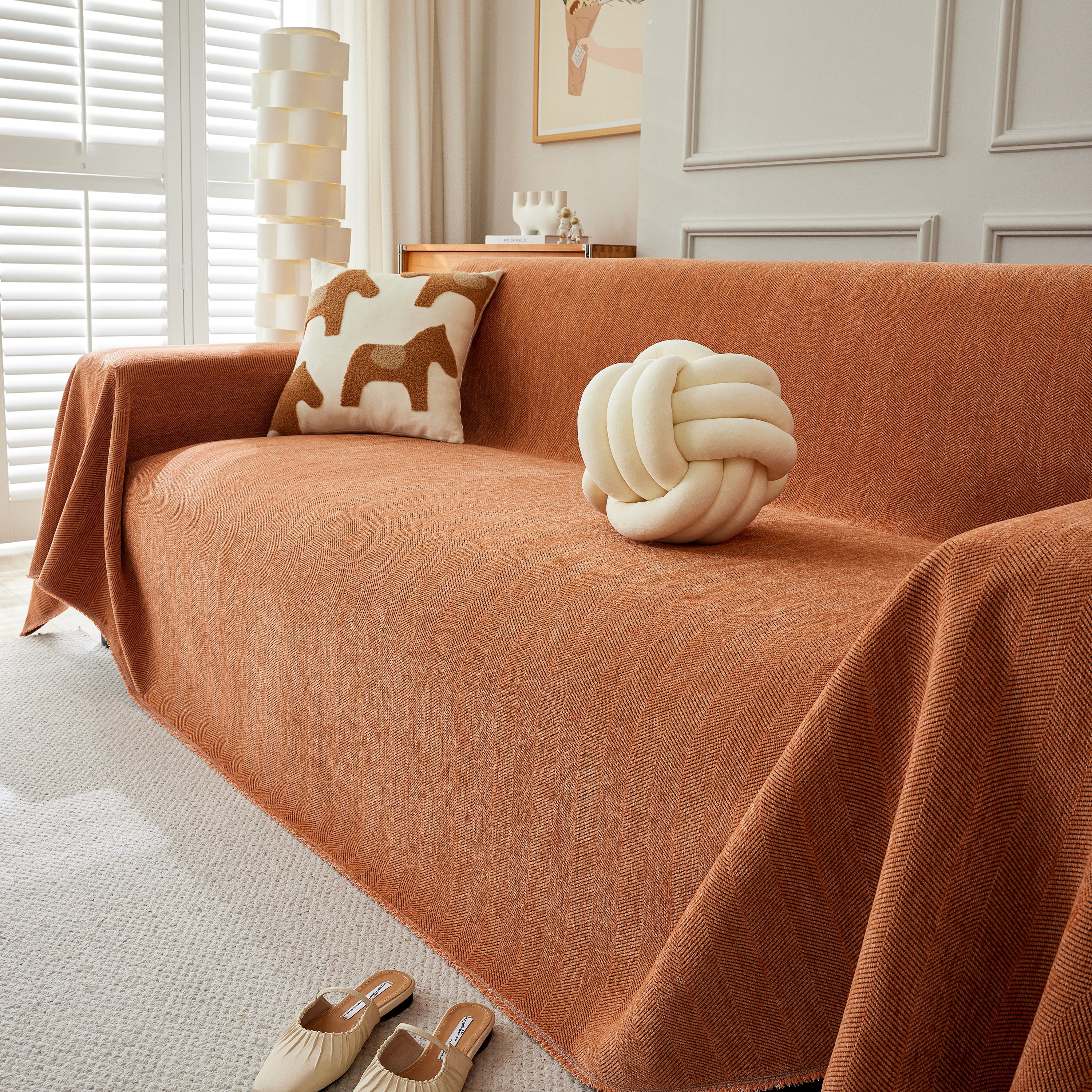 Herringbone Oversized Chenille Couch Throw Cover Sofa Slipcovers Couch Covers For Sectional Couches