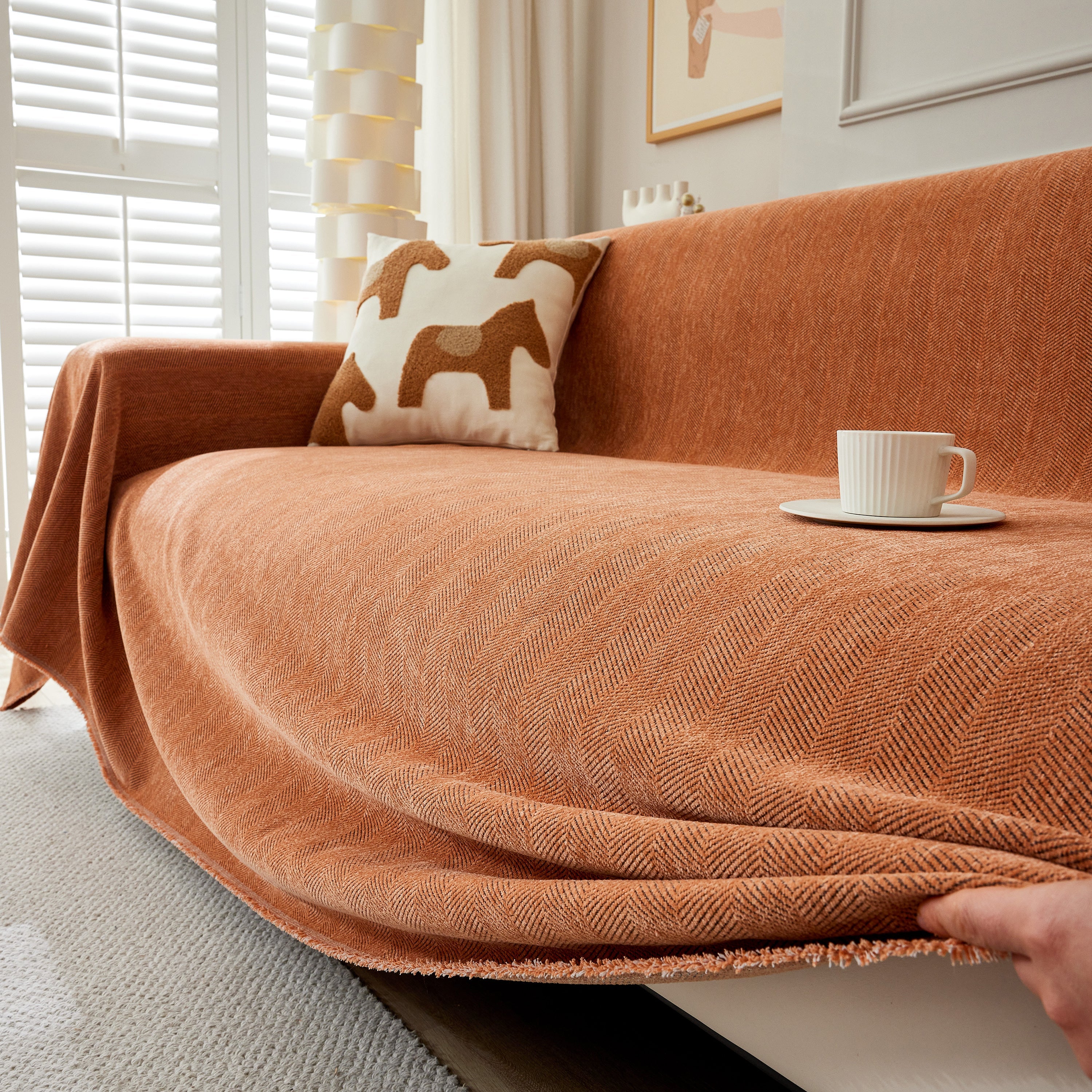 Herringbone Oversized Chenille Couch Throw Cover Sofa Slipcovers Couch Covers For Sectional Couches