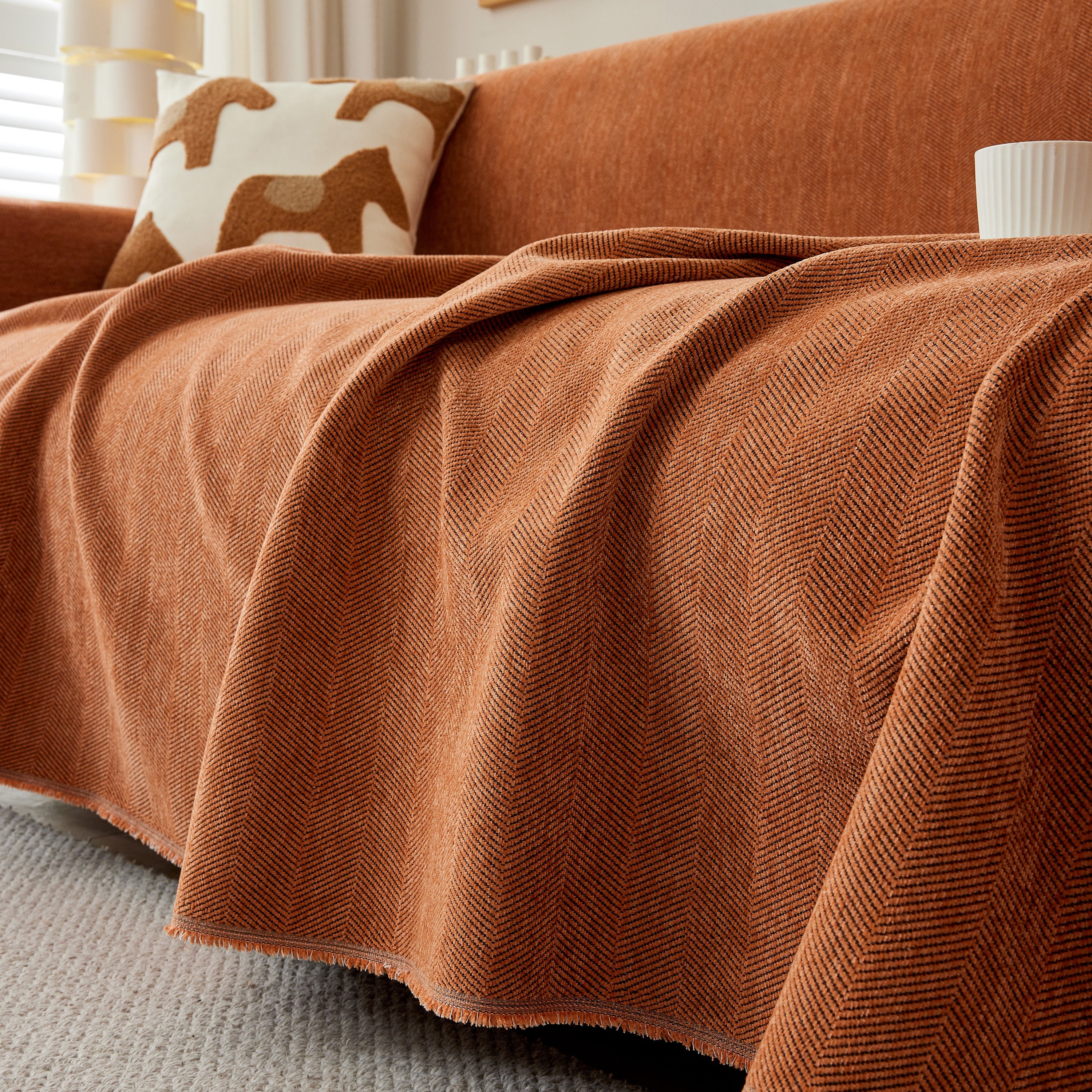 Herringbone Oversized Chenille Couch Throw Cover Sofa Slipcovers Couch Covers For Sectional Couches