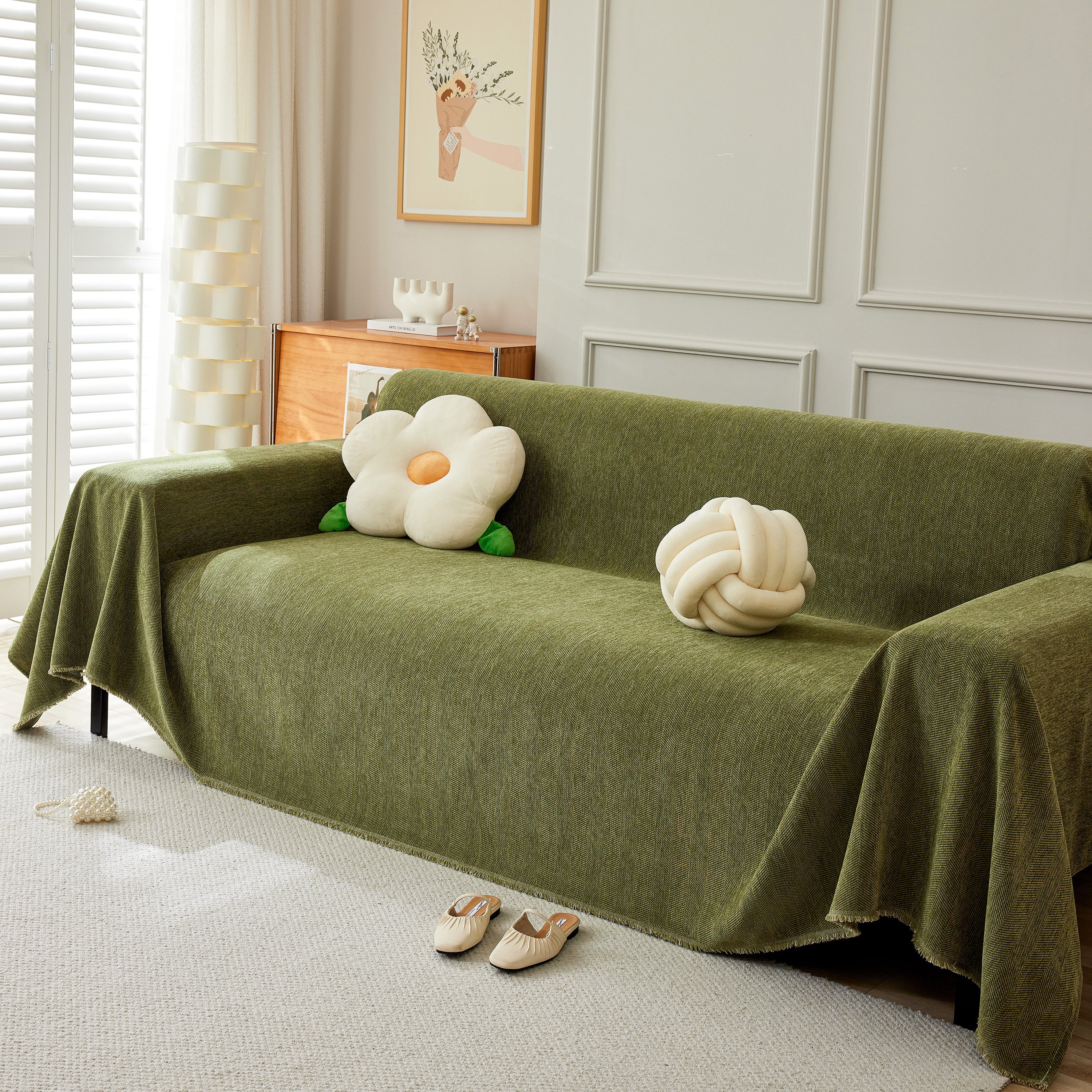 Herringbone Oversized Chenille Couch Throw Cover Sofa Slipcovers Couch Covers For Sectional Couches