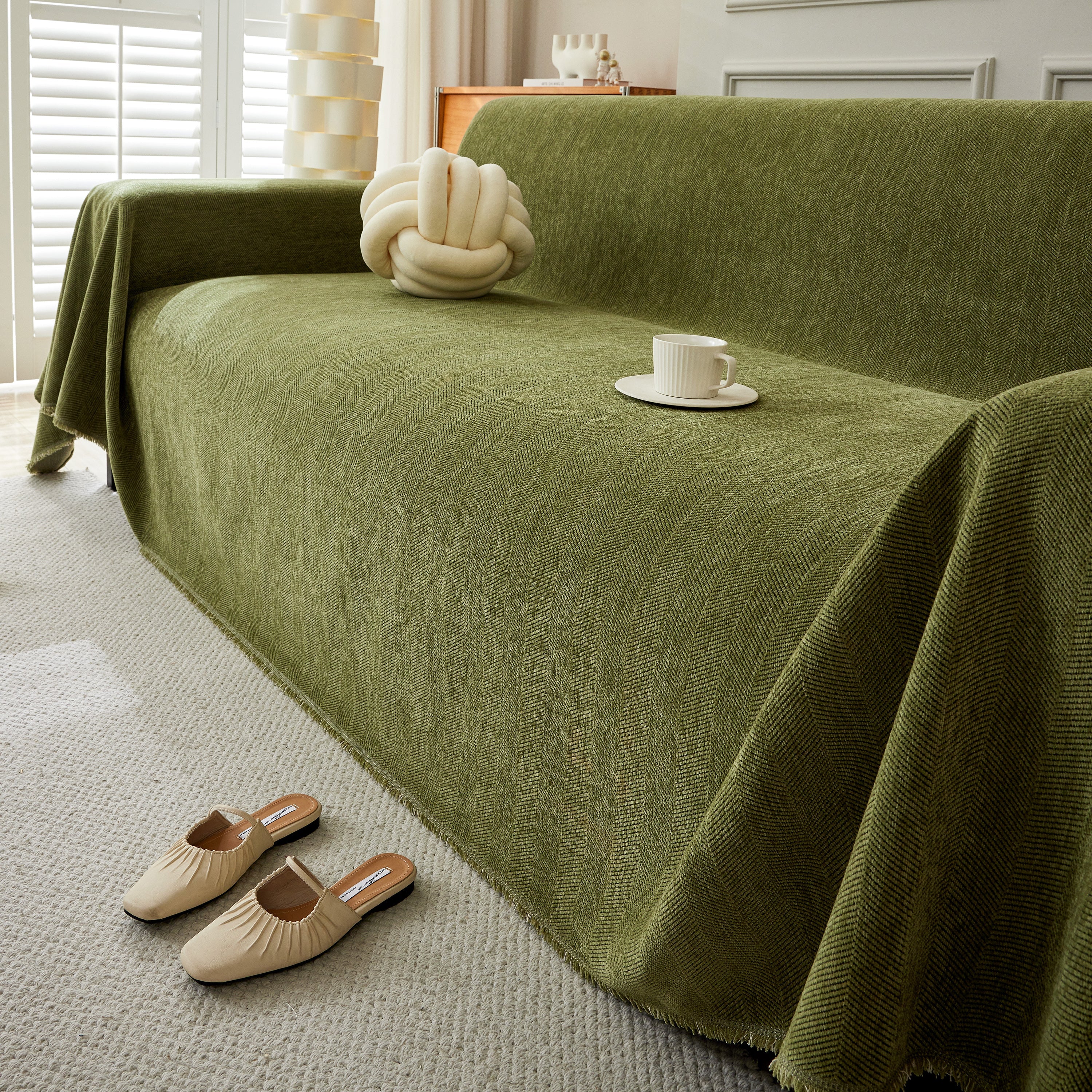Herringbone Oversized Chenille Couch Throw Cover Sofa Slipcovers Couch Covers For Sectional Couches