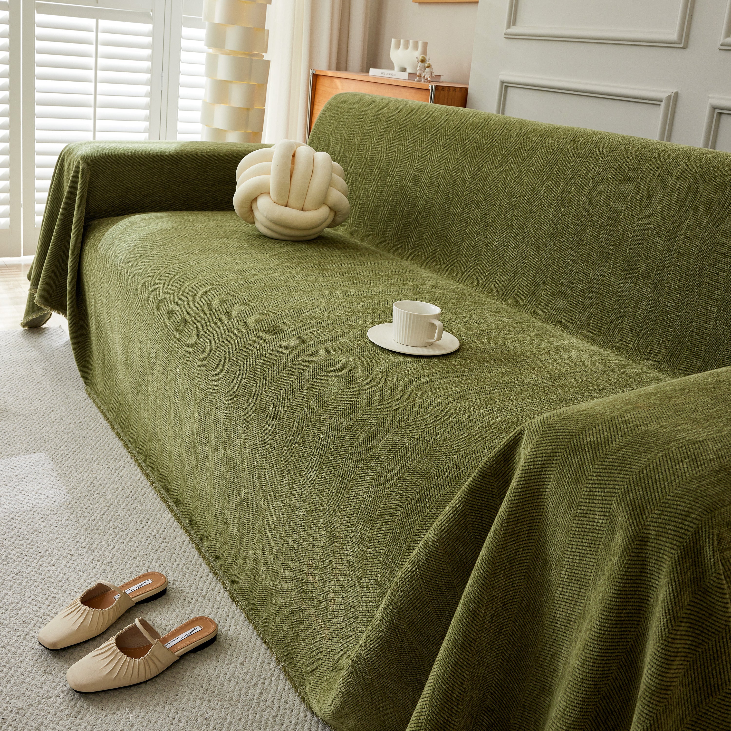 Herringbone Oversized Chenille Couch Throw Cover Sofa Slipcovers Couch Covers For Sectional Couches