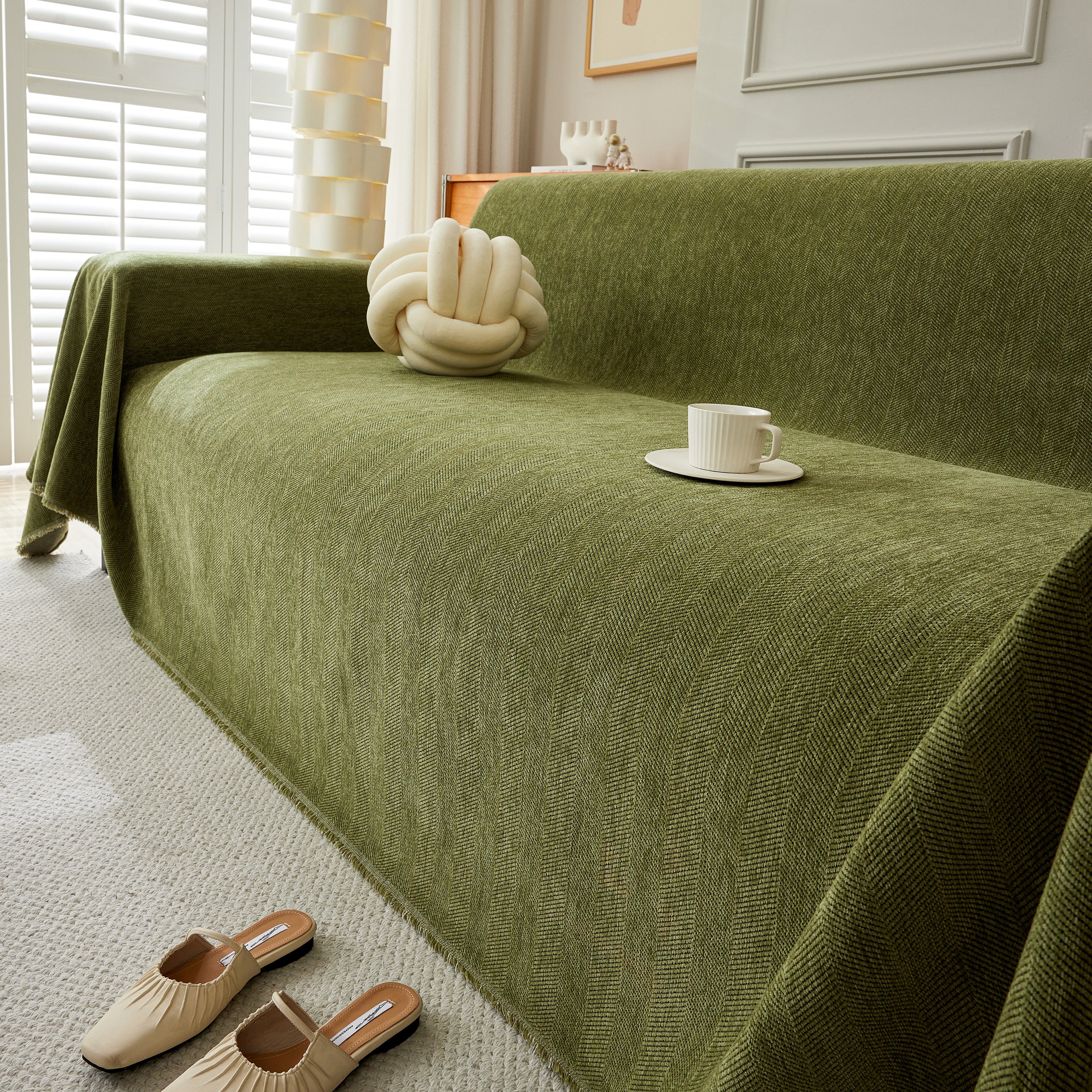 Herringbone Oversized Chenille Couch Throw Cover Sofa Slipcovers Couch Covers For Sectional Couches