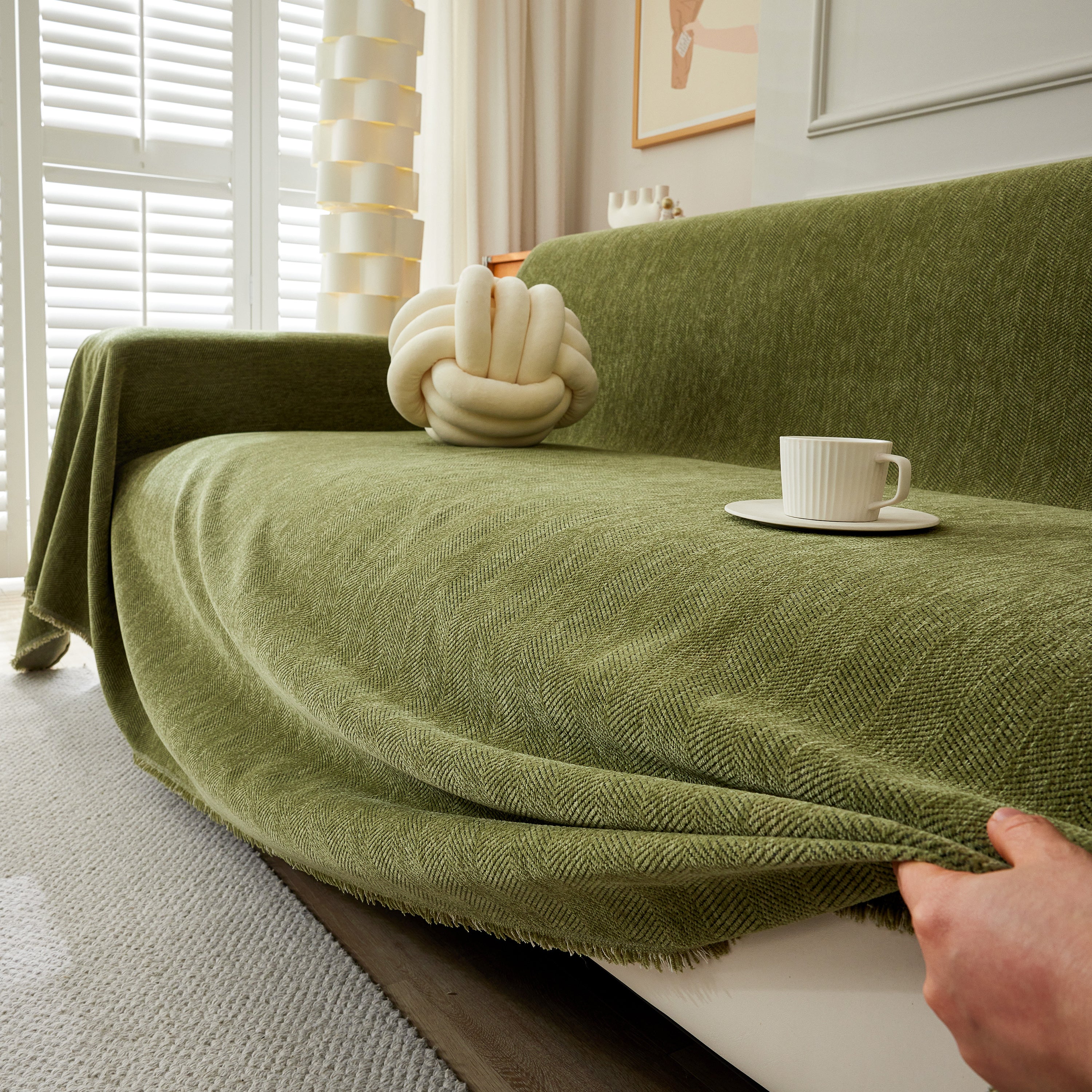 Herringbone Oversized Chenille Couch Throw Cover Sofa Slipcovers Couch Covers For Sectional Couches