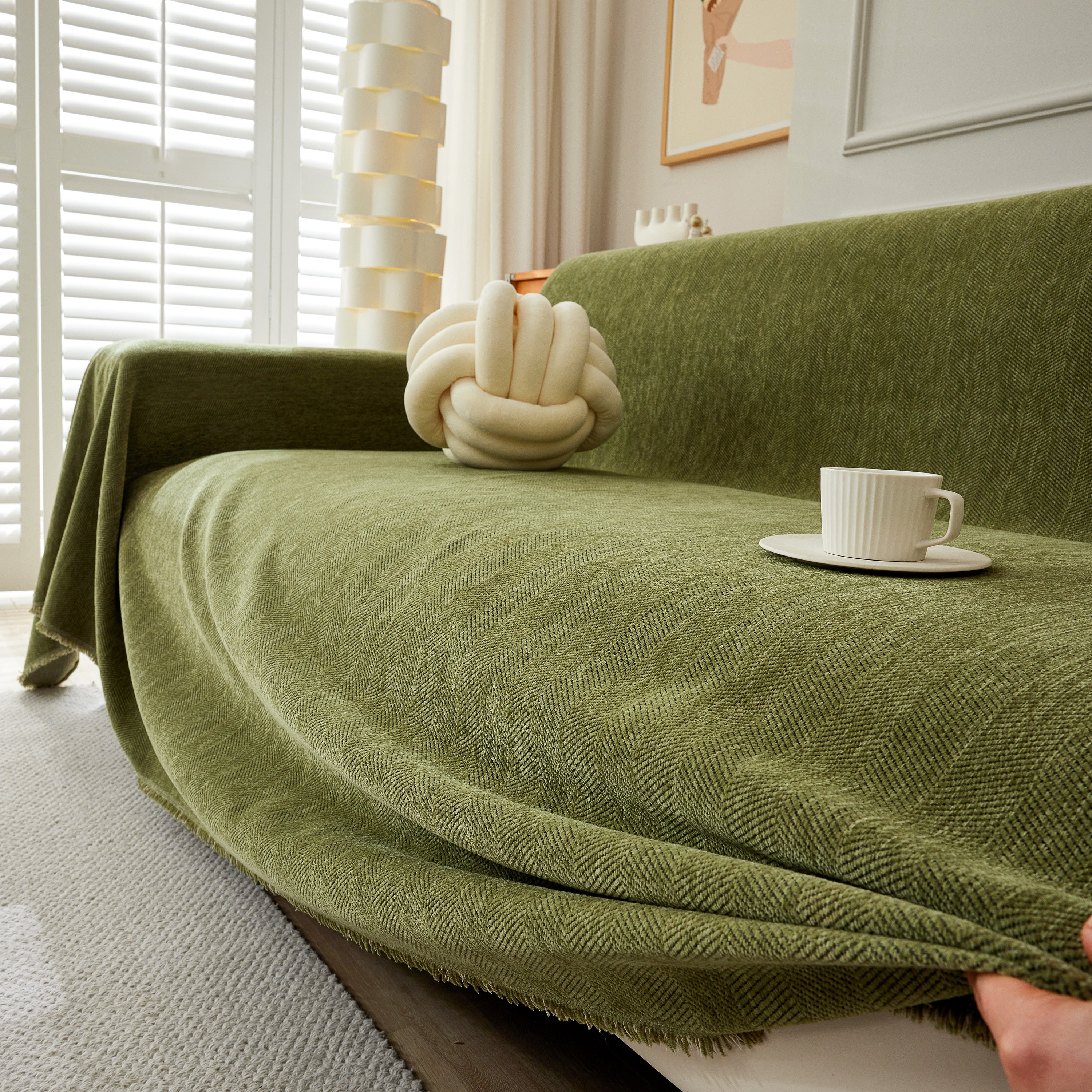 Herringbone Oversized Chenille Couch Throw Cover Sofa Slipcovers Couch Covers For Sectional Couches