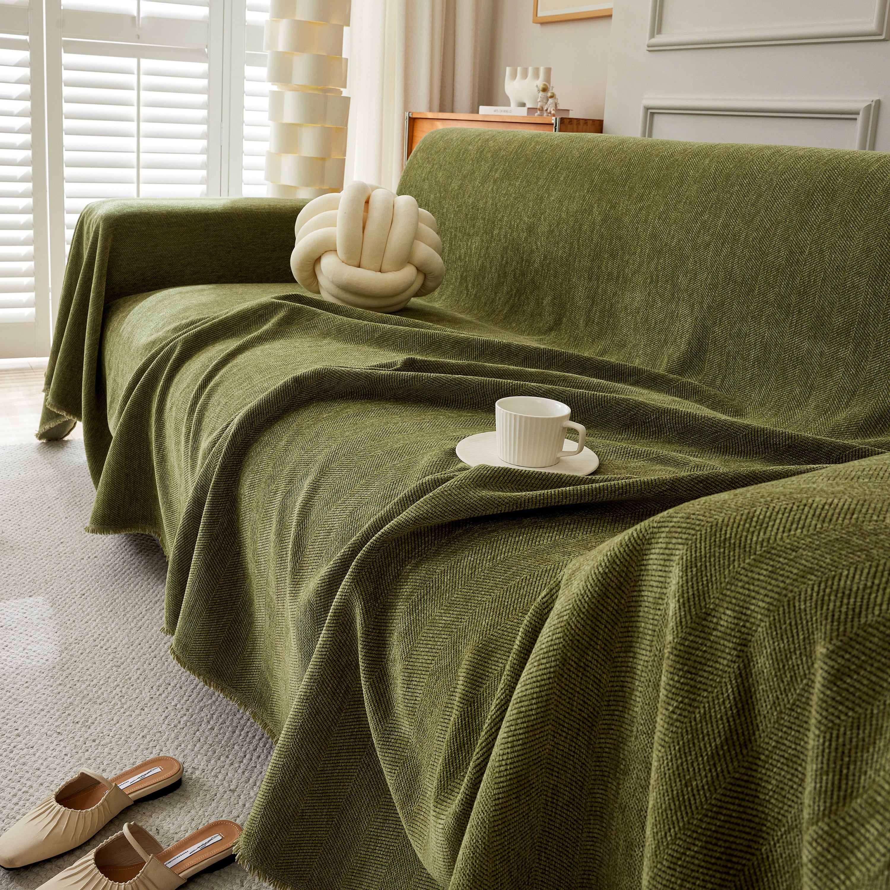 Herringbone Oversized Chenille Couch Throw Cover Sofa Slipcovers Couch Covers For Sectional Couches