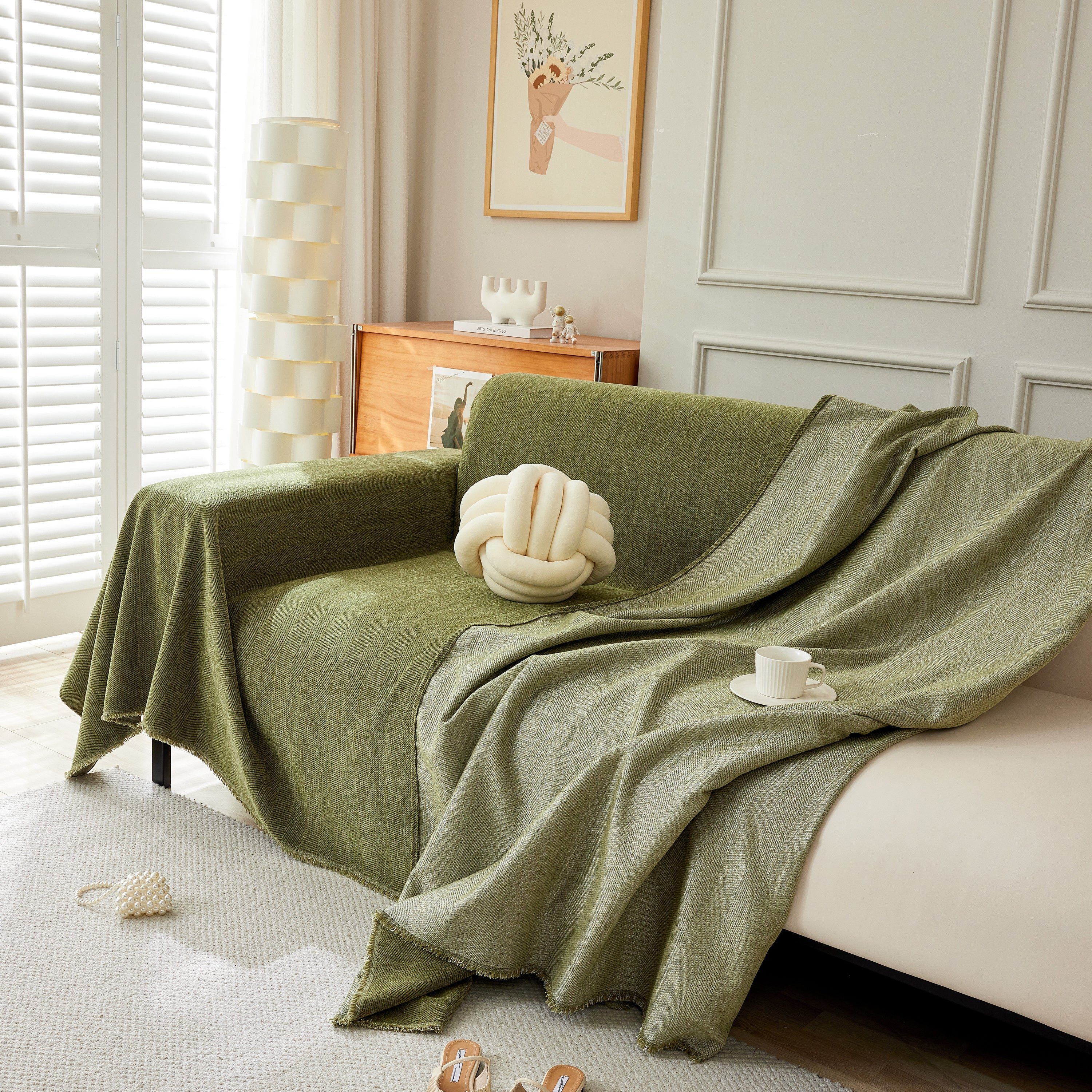 Herringbone Oversized Chenille Couch Throw Cover Sofa Slipcovers Couch Covers For Sectional Couches