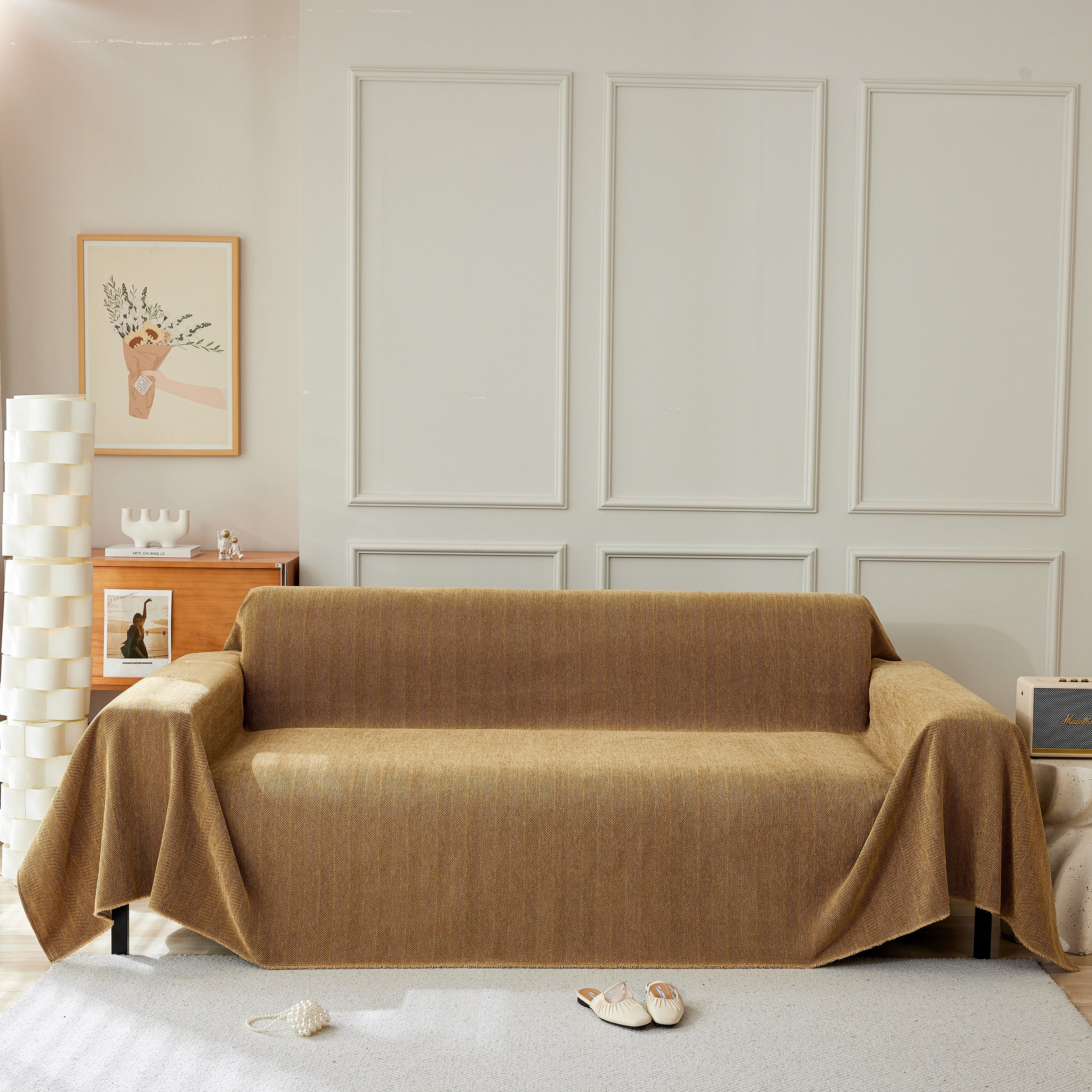 Herringbone Oversized Chenille Couch Throw Cover Sofa Slipcovers Couch Covers For Sectional Couches