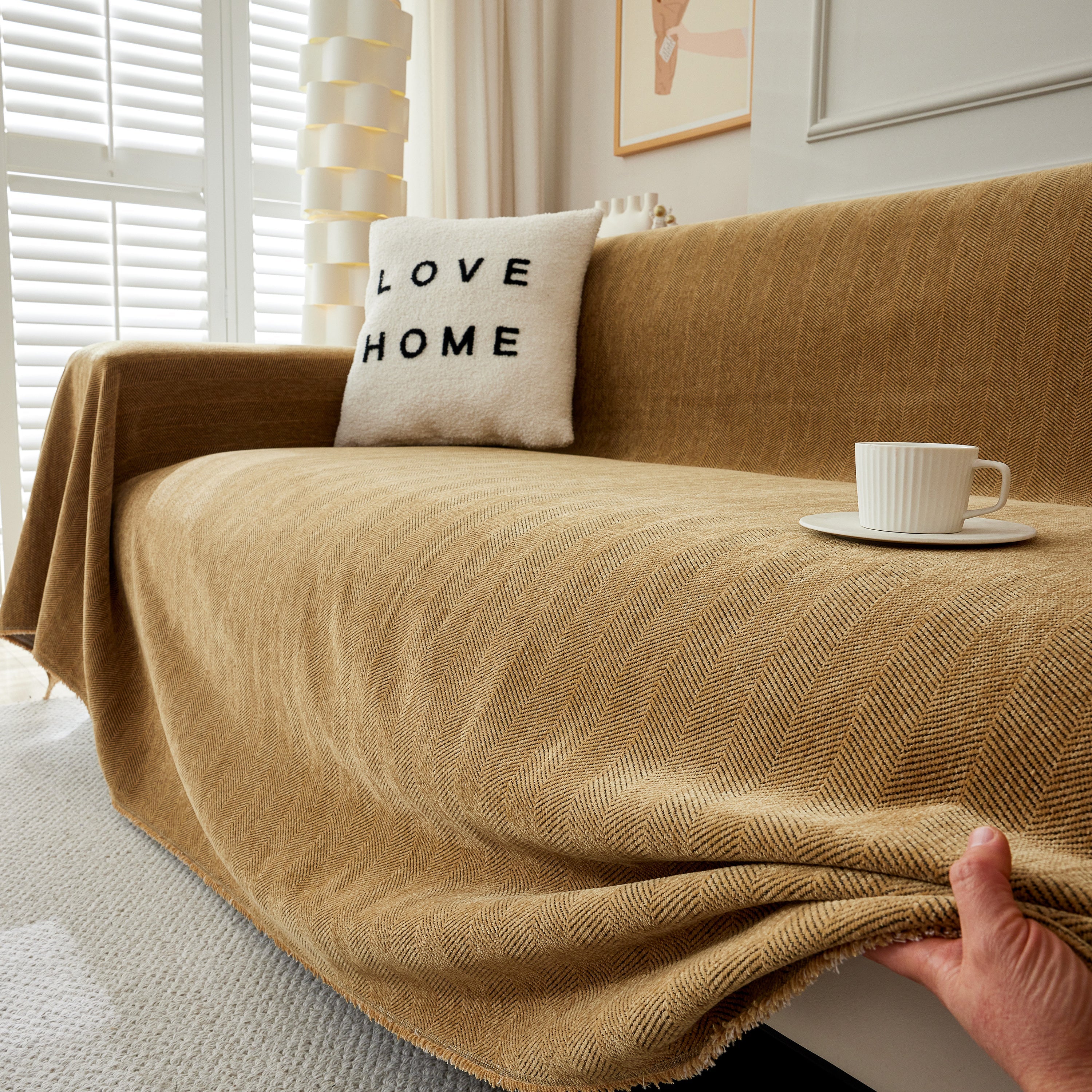 Herringbone Oversized Chenille Couch Throw Cover Sofa Slipcovers Couch Covers For Sectional Couches