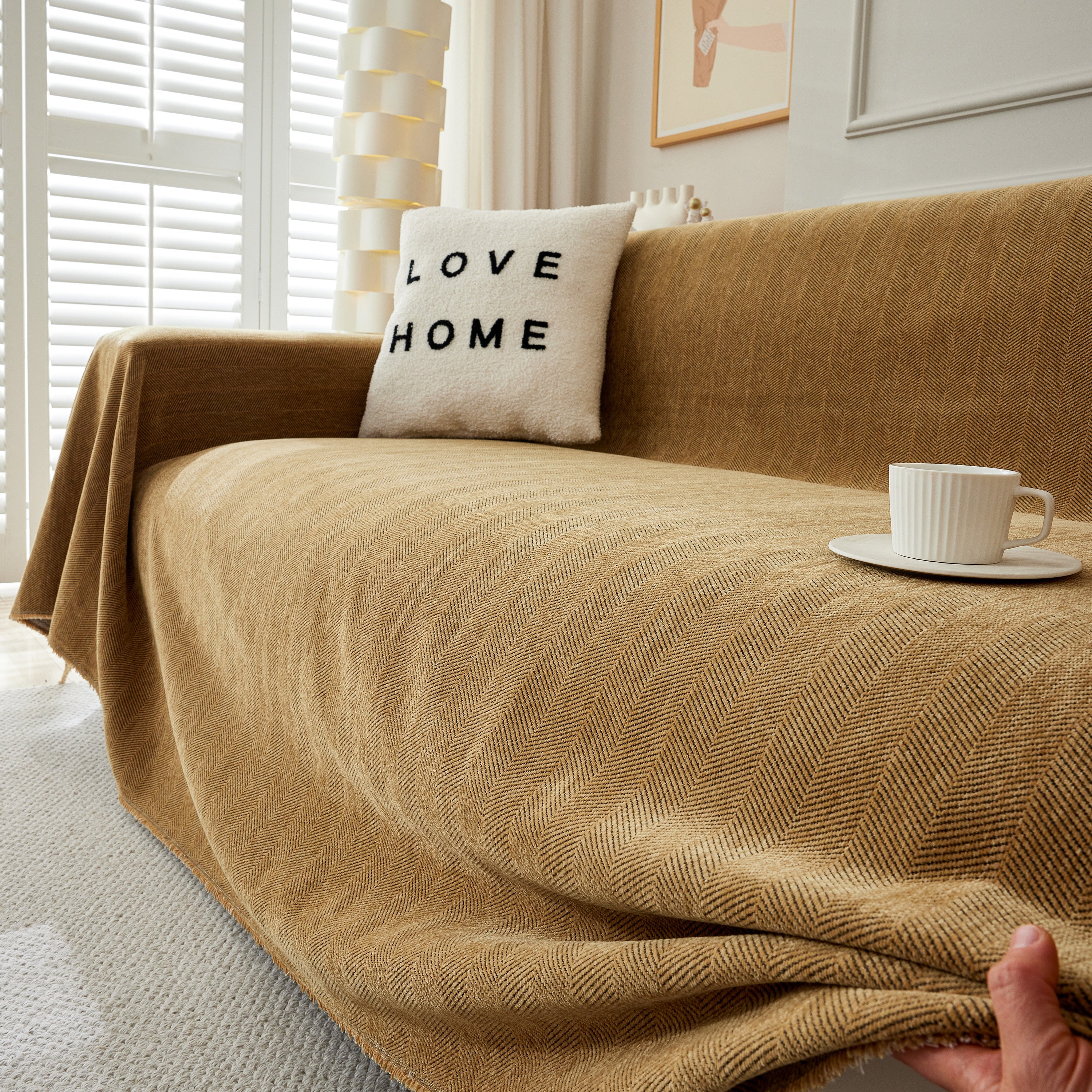 Herringbone Oversized Chenille Couch Throw Cover Sofa Slipcovers Couch Covers For Sectional Couches