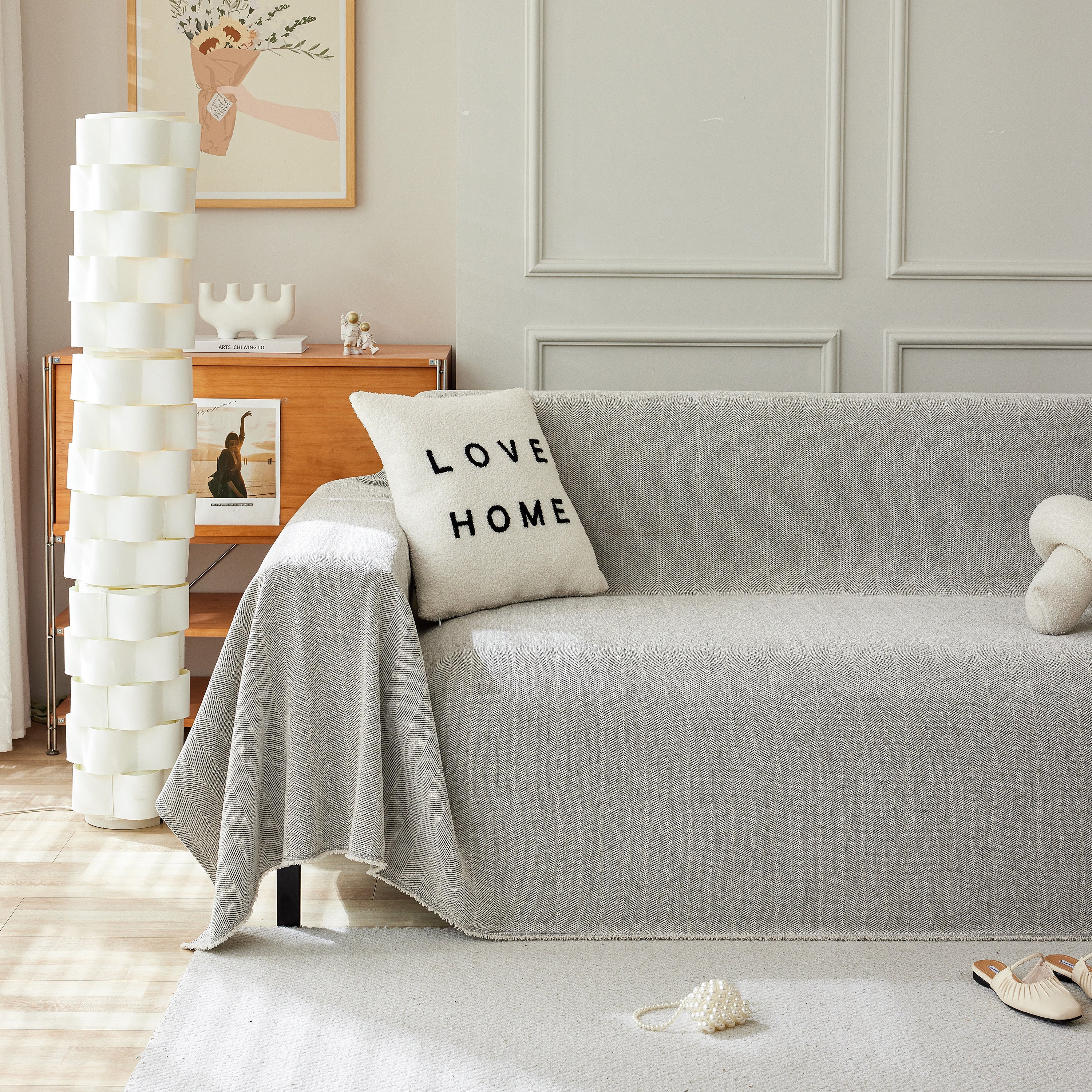 Herringbone Oversized Chenille Couch Throw Cover Sofa Slipcovers Couch Covers For Sectional Couches