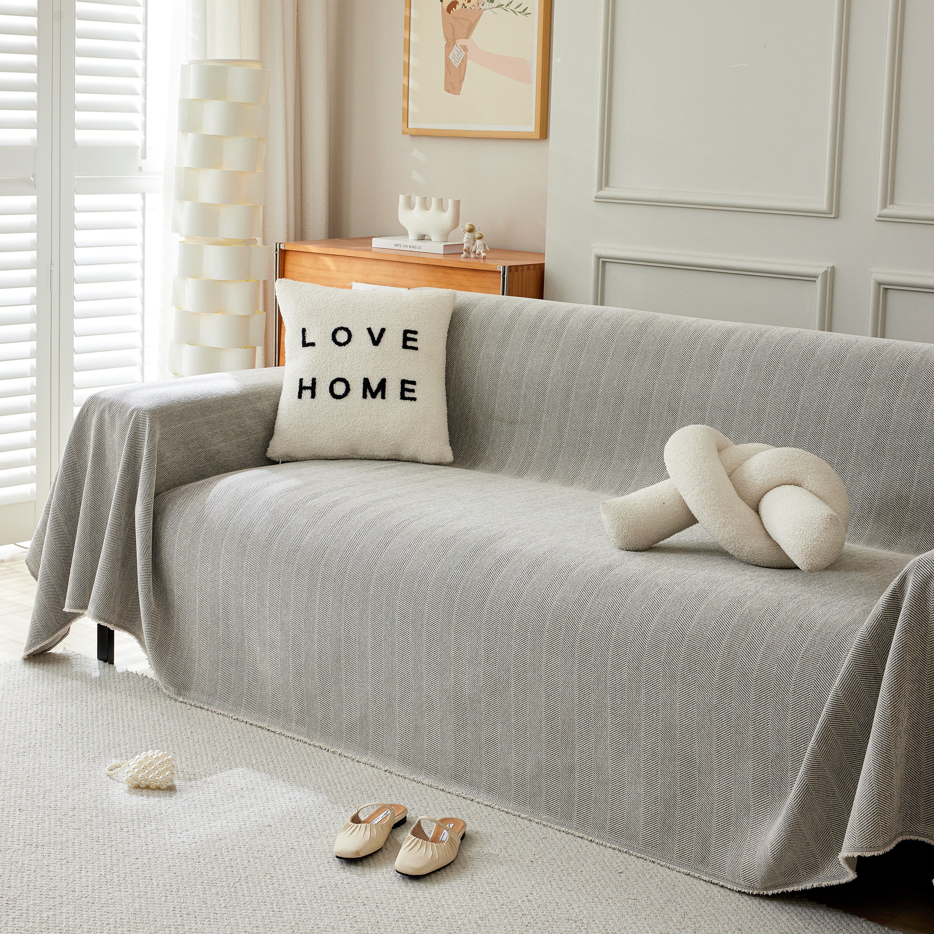 Herringbone Oversized Chenille Couch Throw Cover Sofa Slipcovers Couch Covers For Sectional Couches