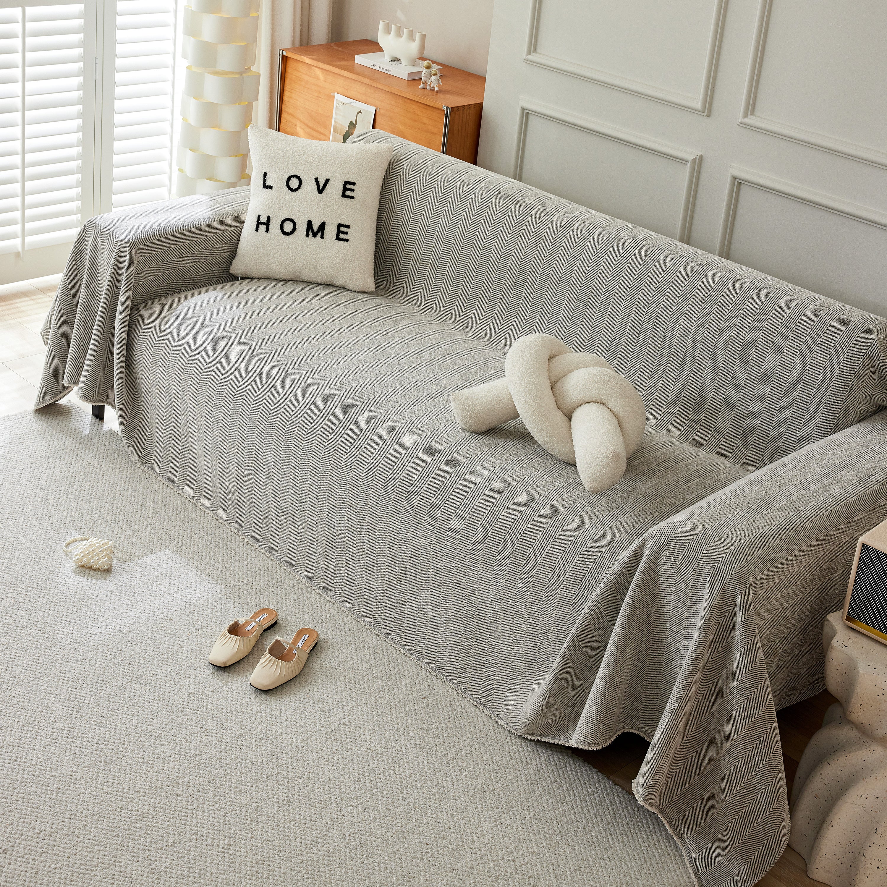 Herringbone Oversized Chenille Couch Throw Cover Sofa Slipcovers Couch Covers For Sectional Couches