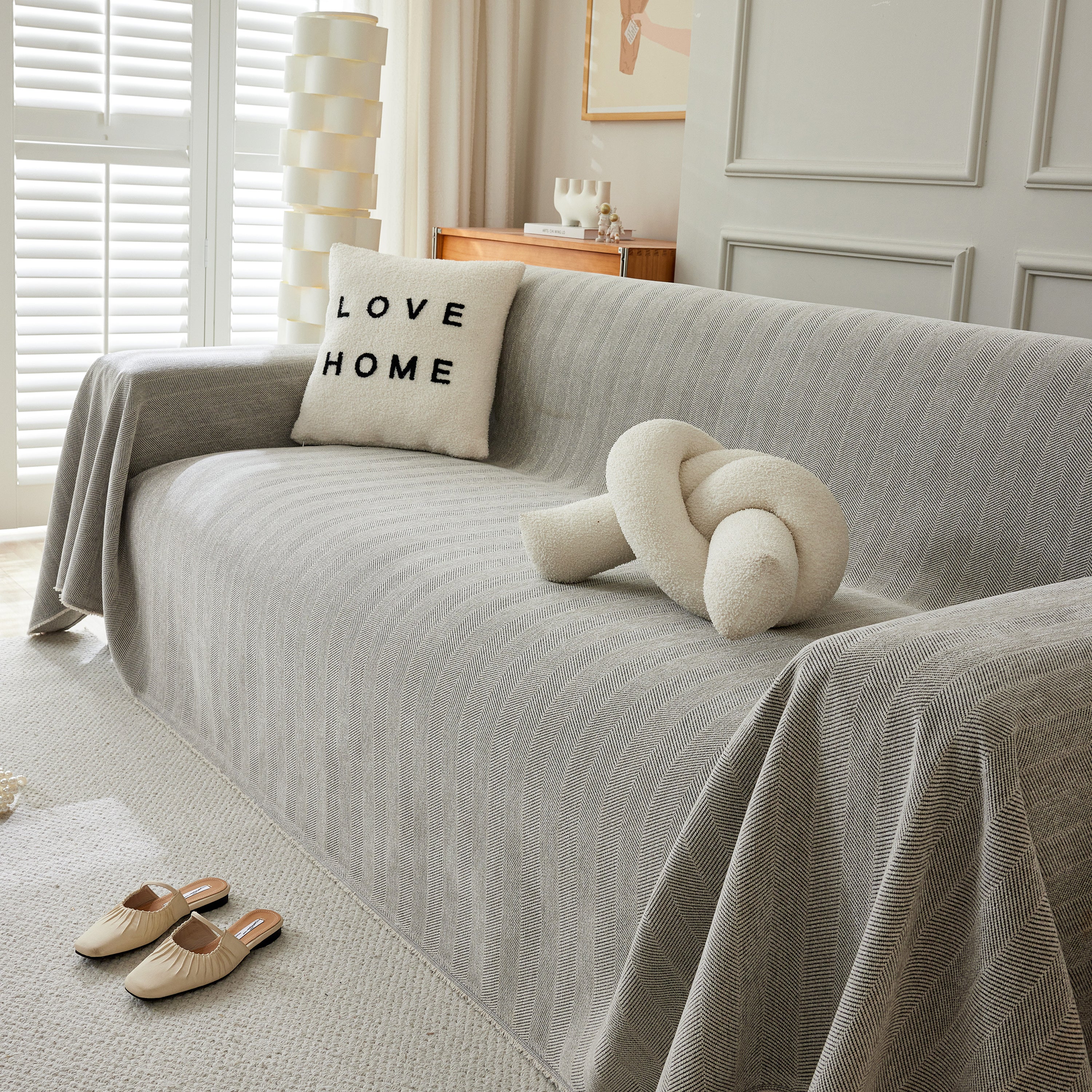 Herringbone Oversized Chenille Couch Throw Cover Sofa Slipcovers Couch Covers For Sectional Couches