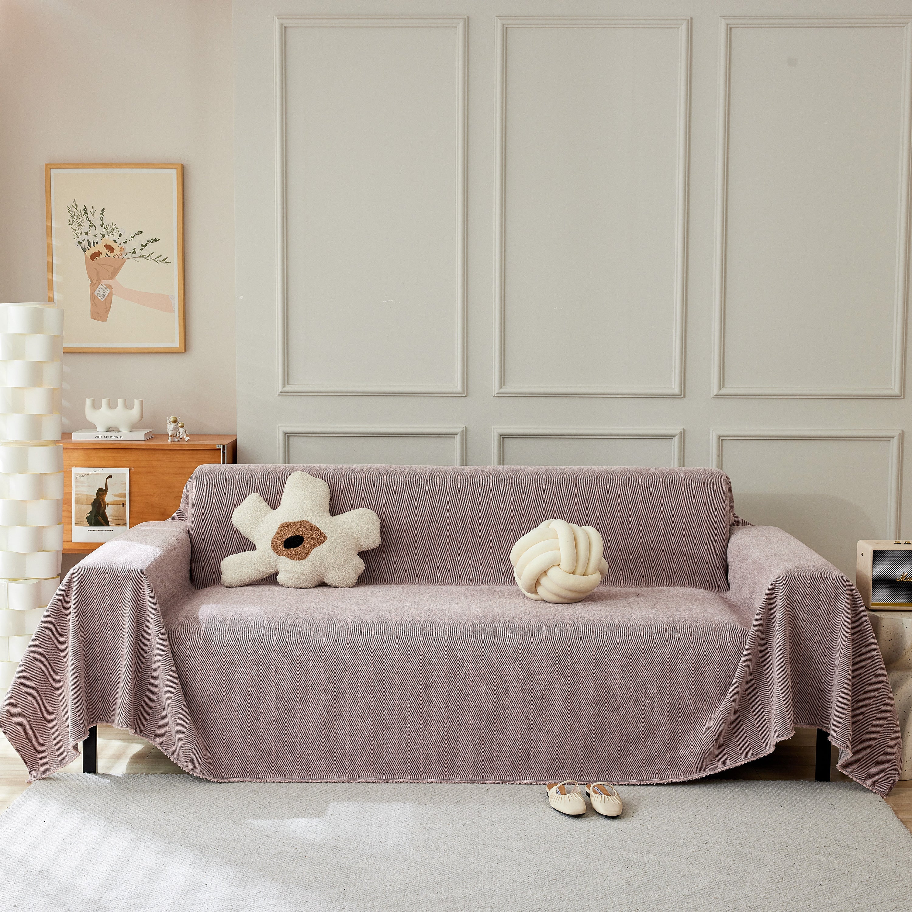 Herringbone Oversized Chenille Couch Throw Cover Sofa Slipcovers Couch Covers For Sectional Couches