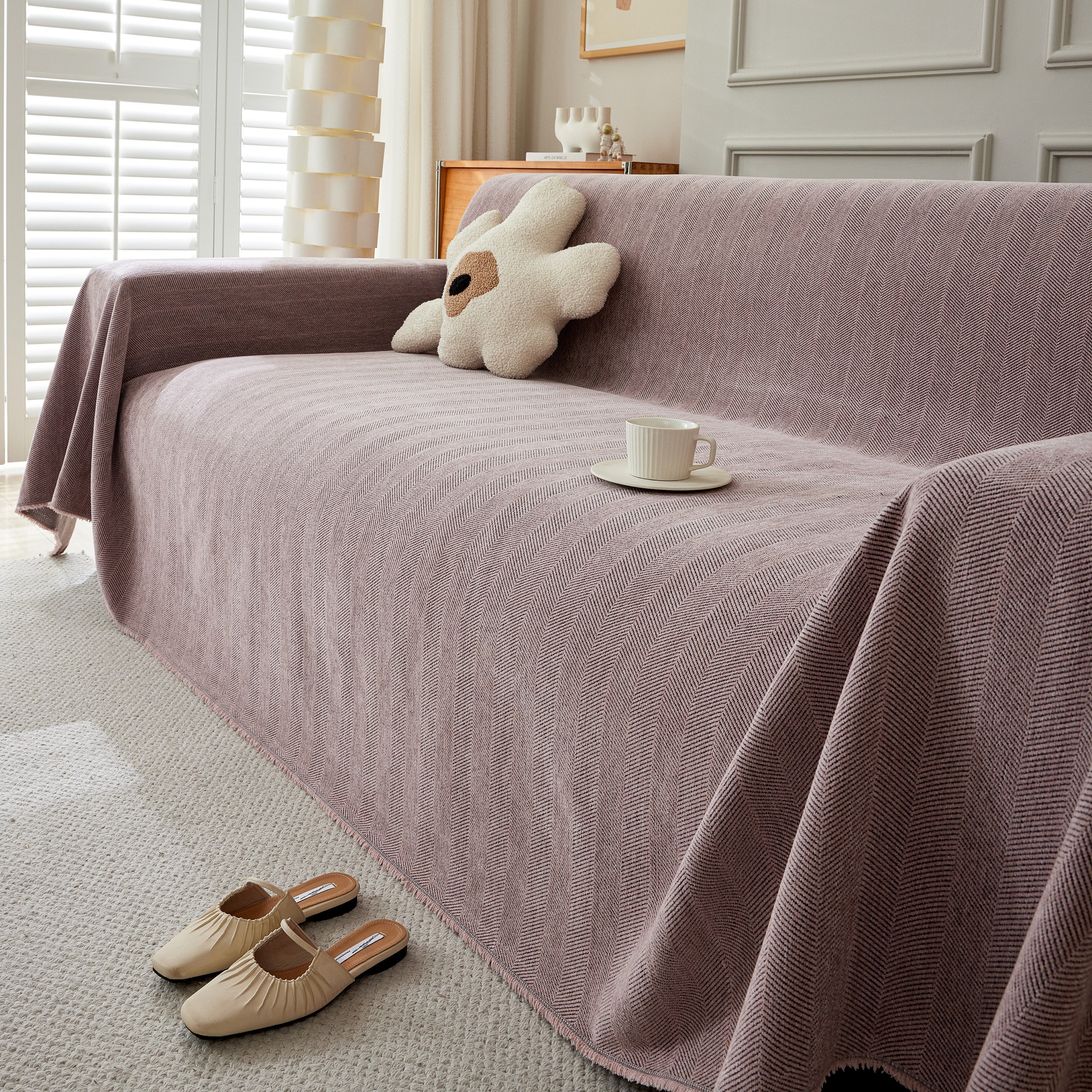 Herringbone Oversized Chenille Couch Throw Cover Sofa Slipcovers Couch Covers For Sectional Couches
