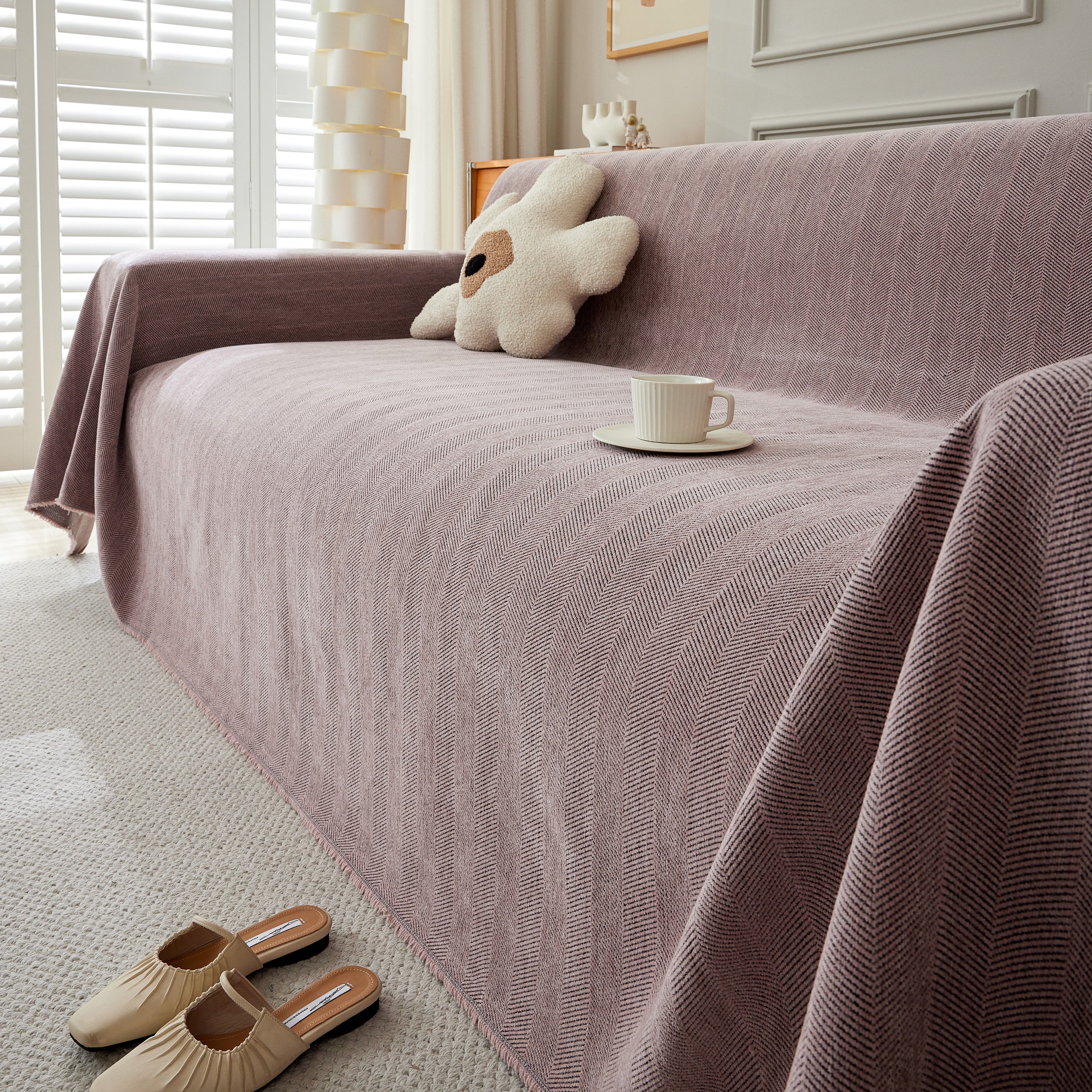 Herringbone Oversized Chenille Couch Throw Cover Sofa Slipcovers Couch Covers For Sectional Couches