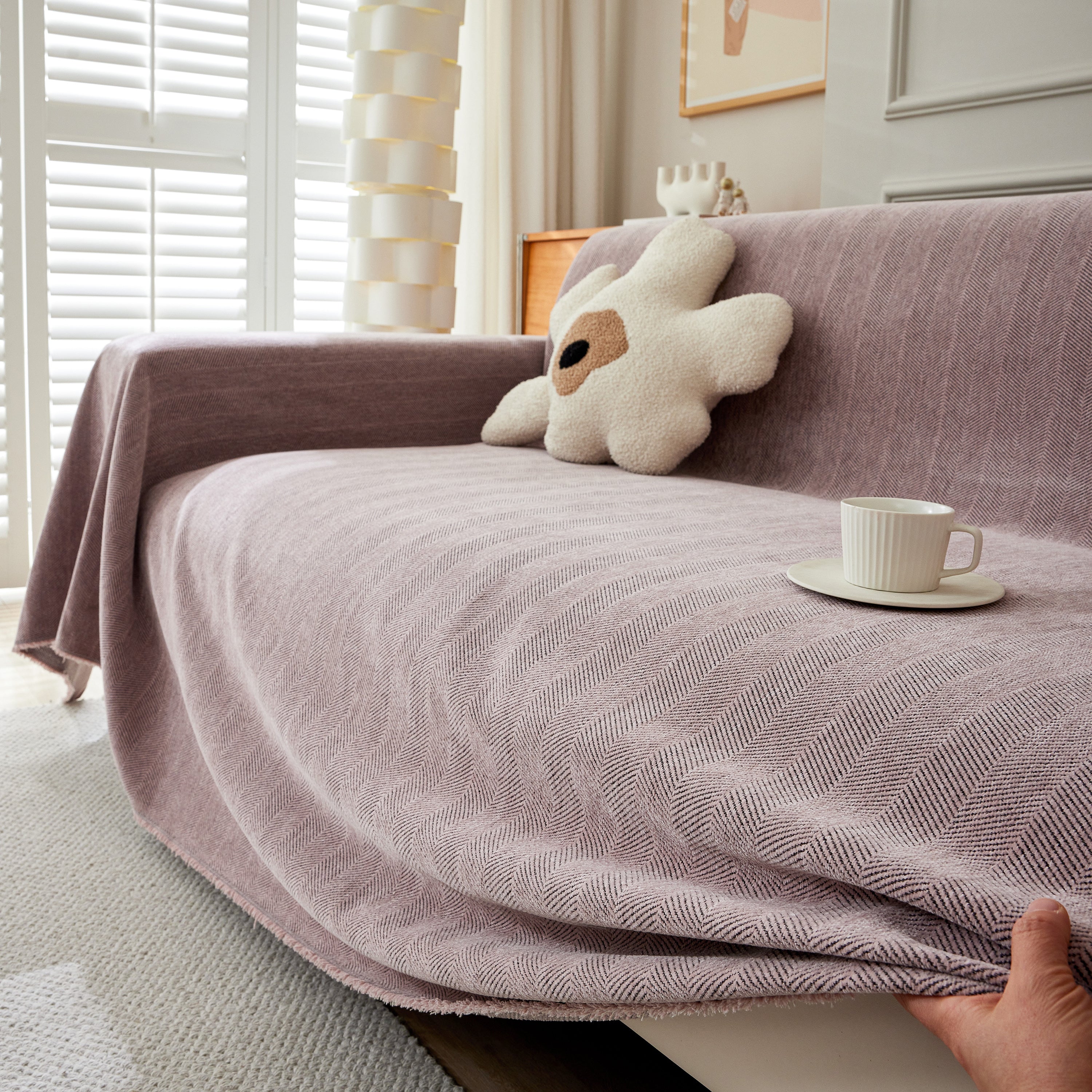 Herringbone Oversized Chenille Couch Throw Cover Sofa Slipcovers Couch Covers For Sectional Couches