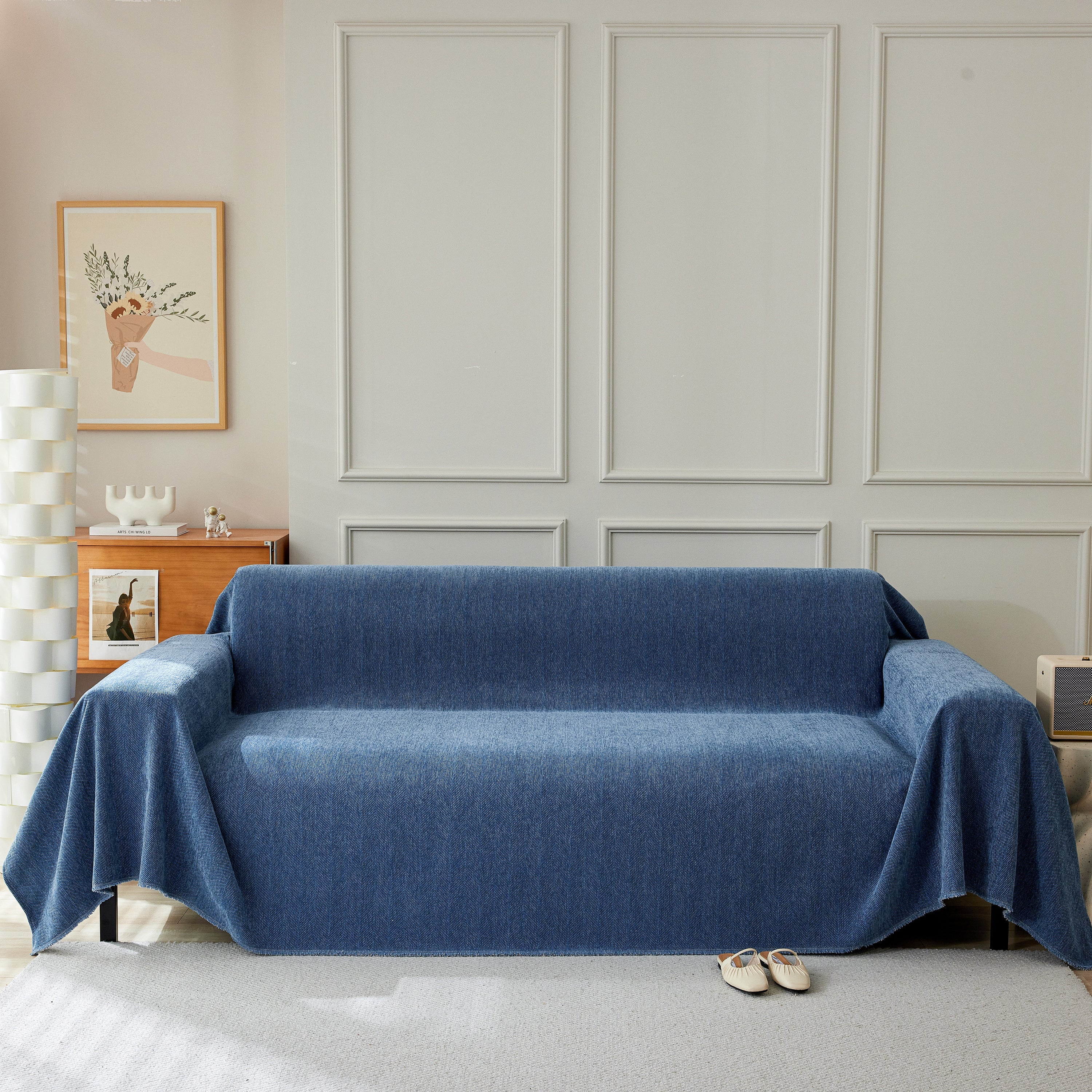 Herringbone Oversized Chenille Couch Throw Cover Sofa Slipcovers Couch Covers For Sectional Couches