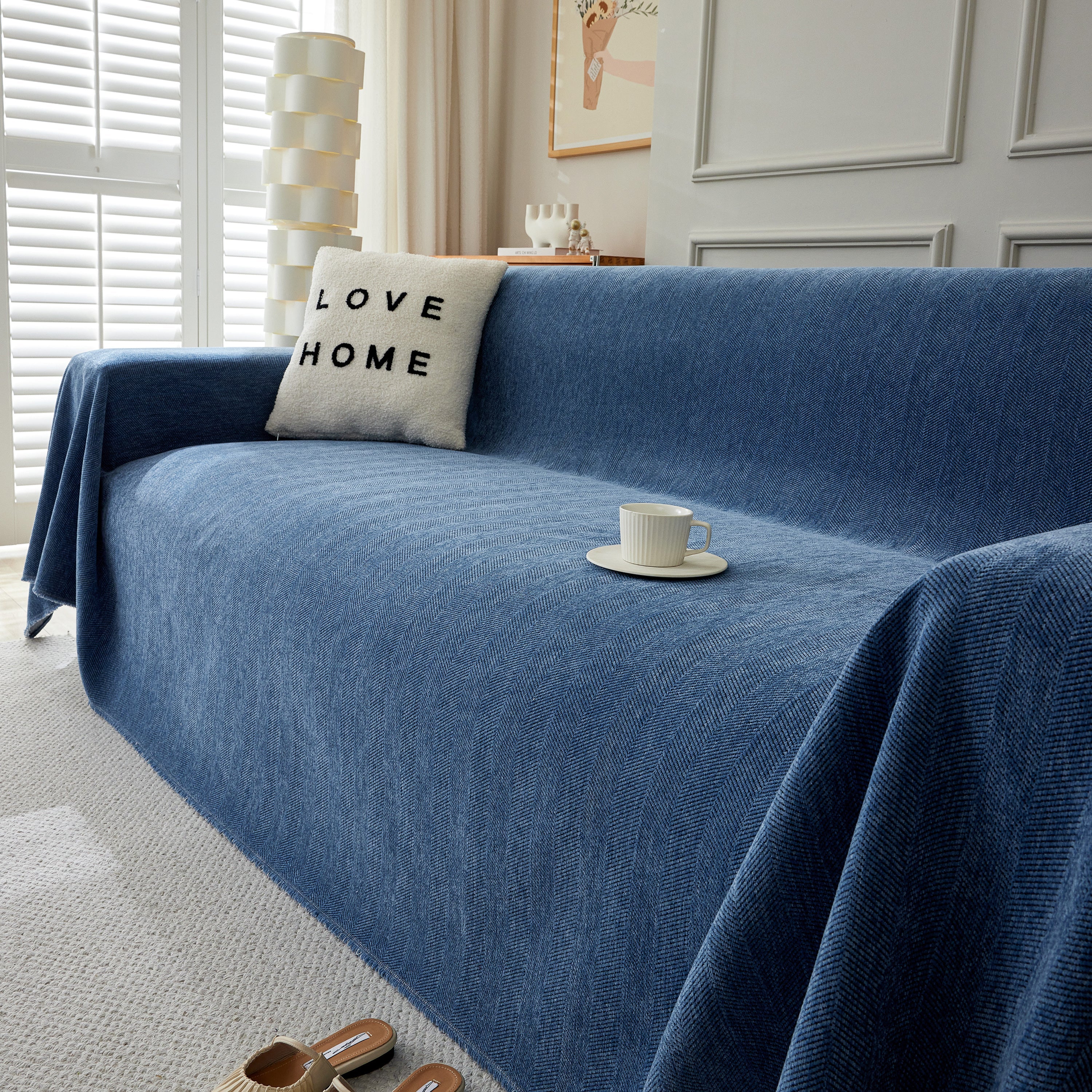 Herringbone Oversized Chenille Couch Throw Cover Sofa Slipcovers Couch Covers For Sectional Couches