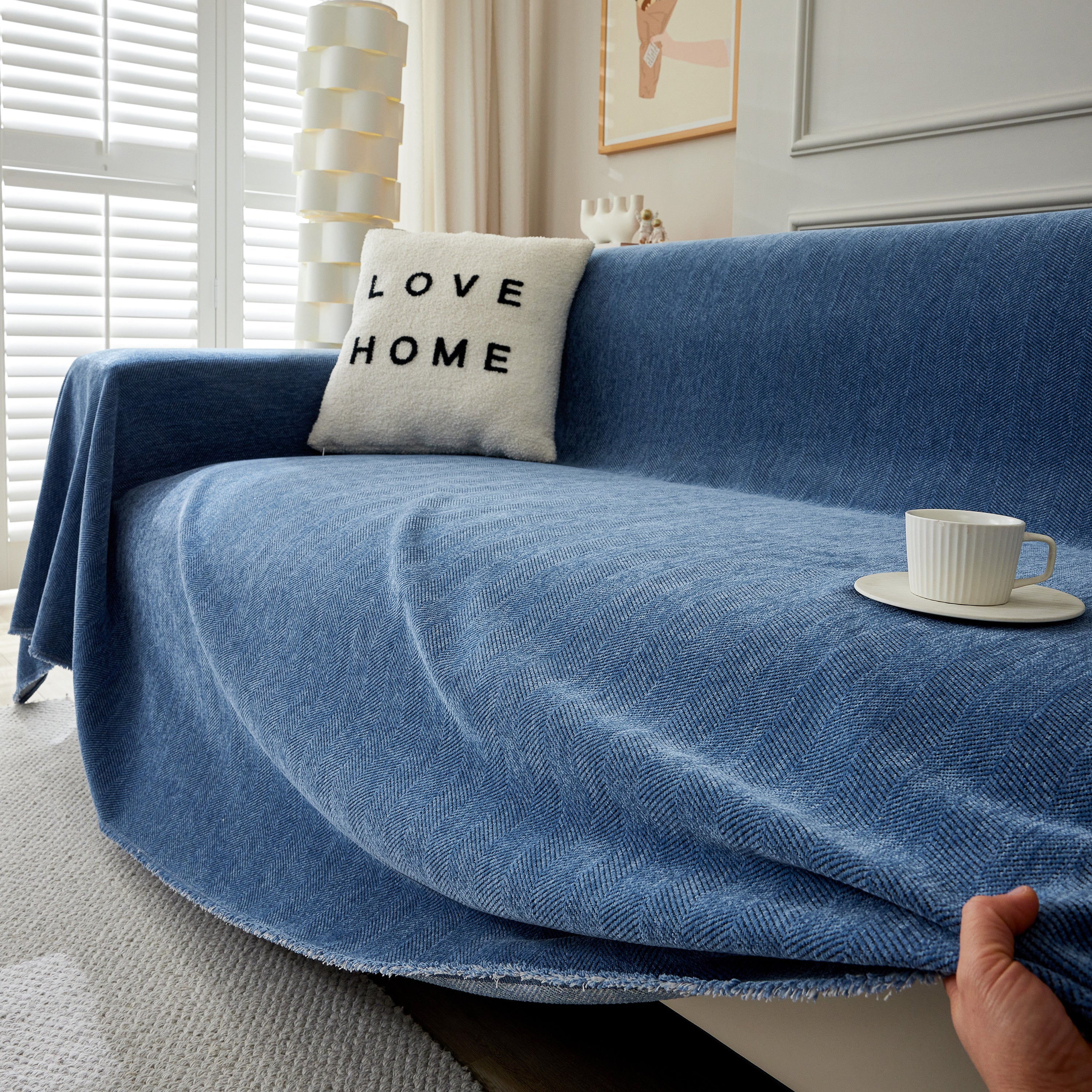 Herringbone Oversized Chenille Couch Throw Cover Sofa Slipcovers Couch Covers For Sectional Couches