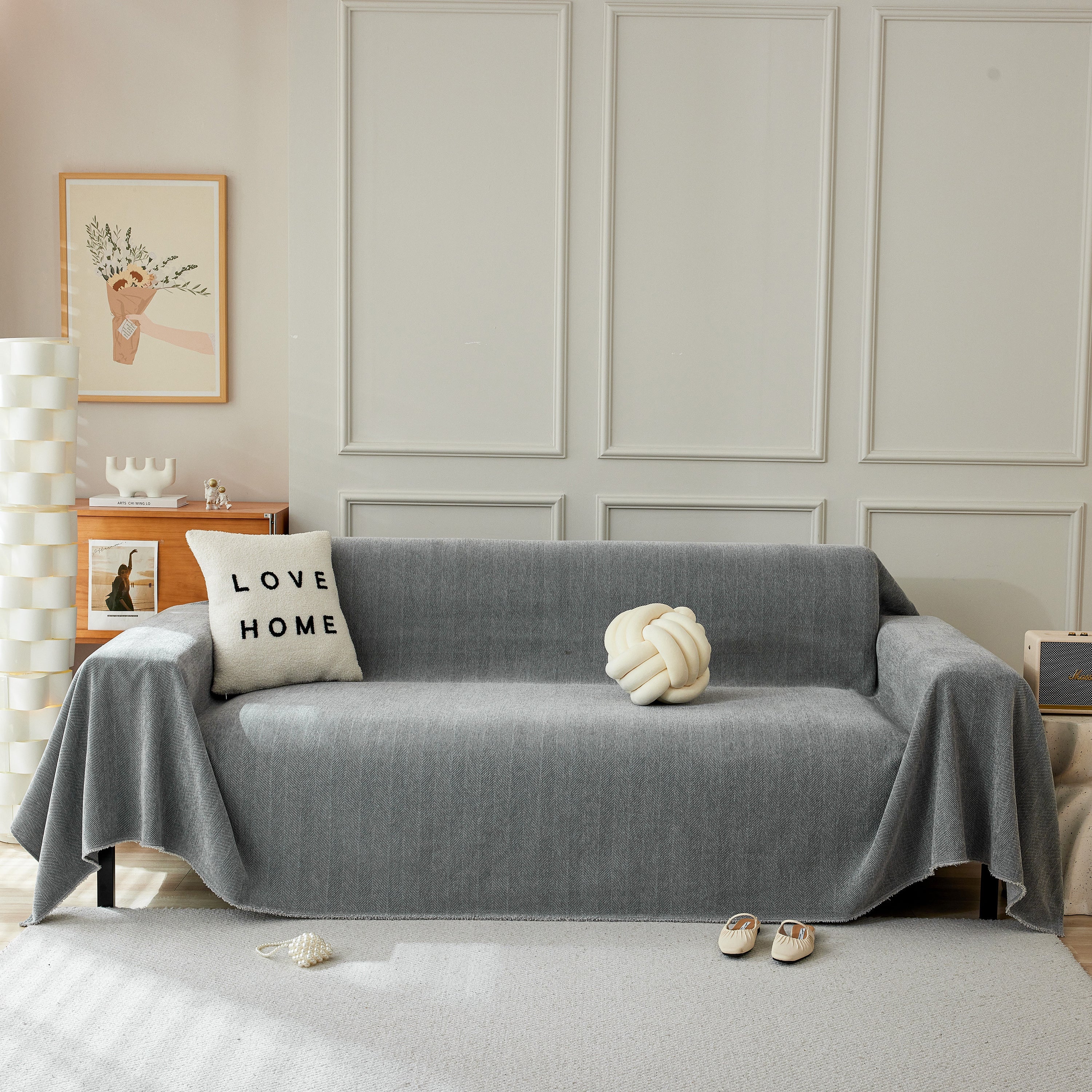 Herringbone Oversized Chenille Couch Throw Cover Sofa Slipcovers Couch Covers For Sectional Couches
