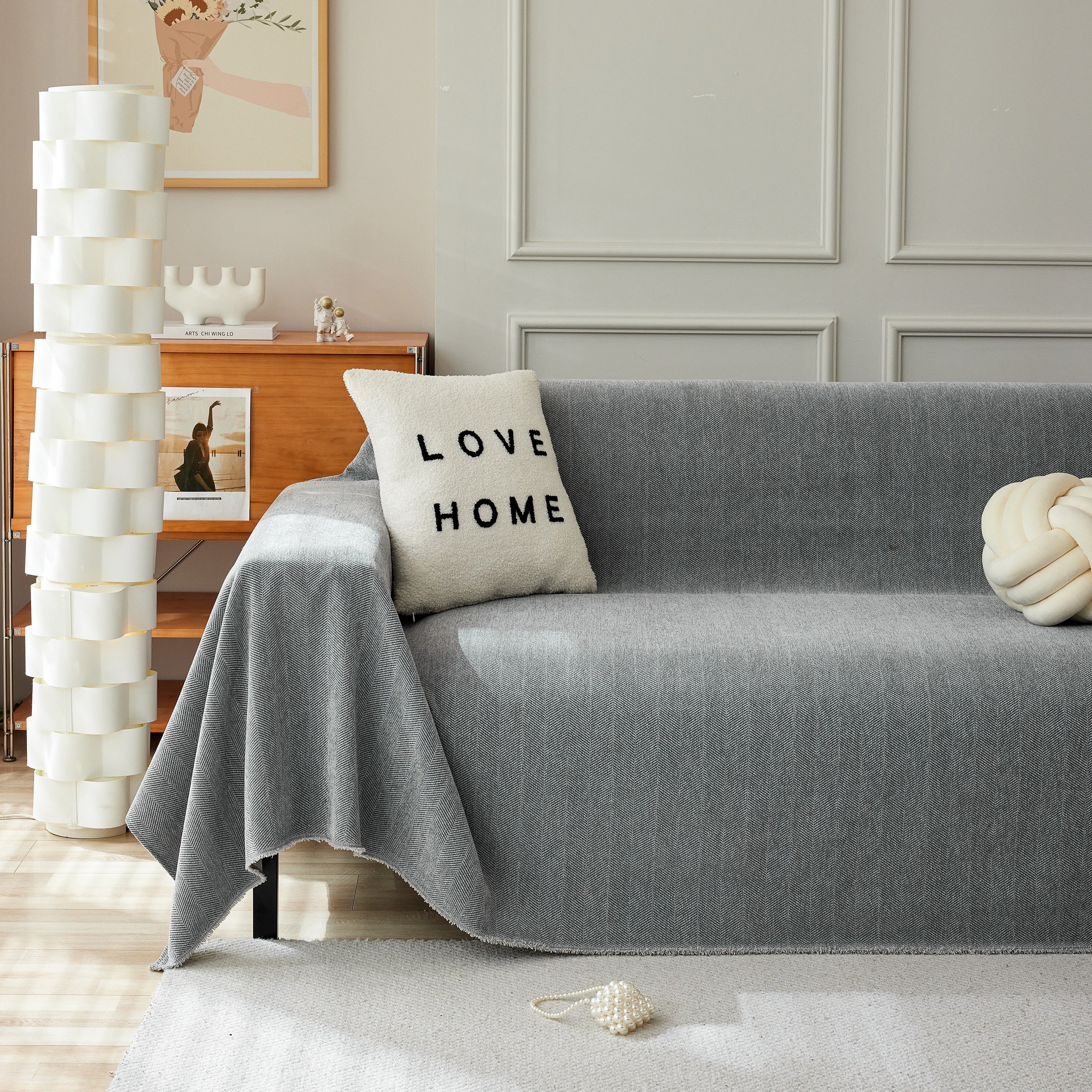 Herringbone Oversized Chenille Couch Throw Cover Sofa Slipcovers Couch Covers For Sectional Couches