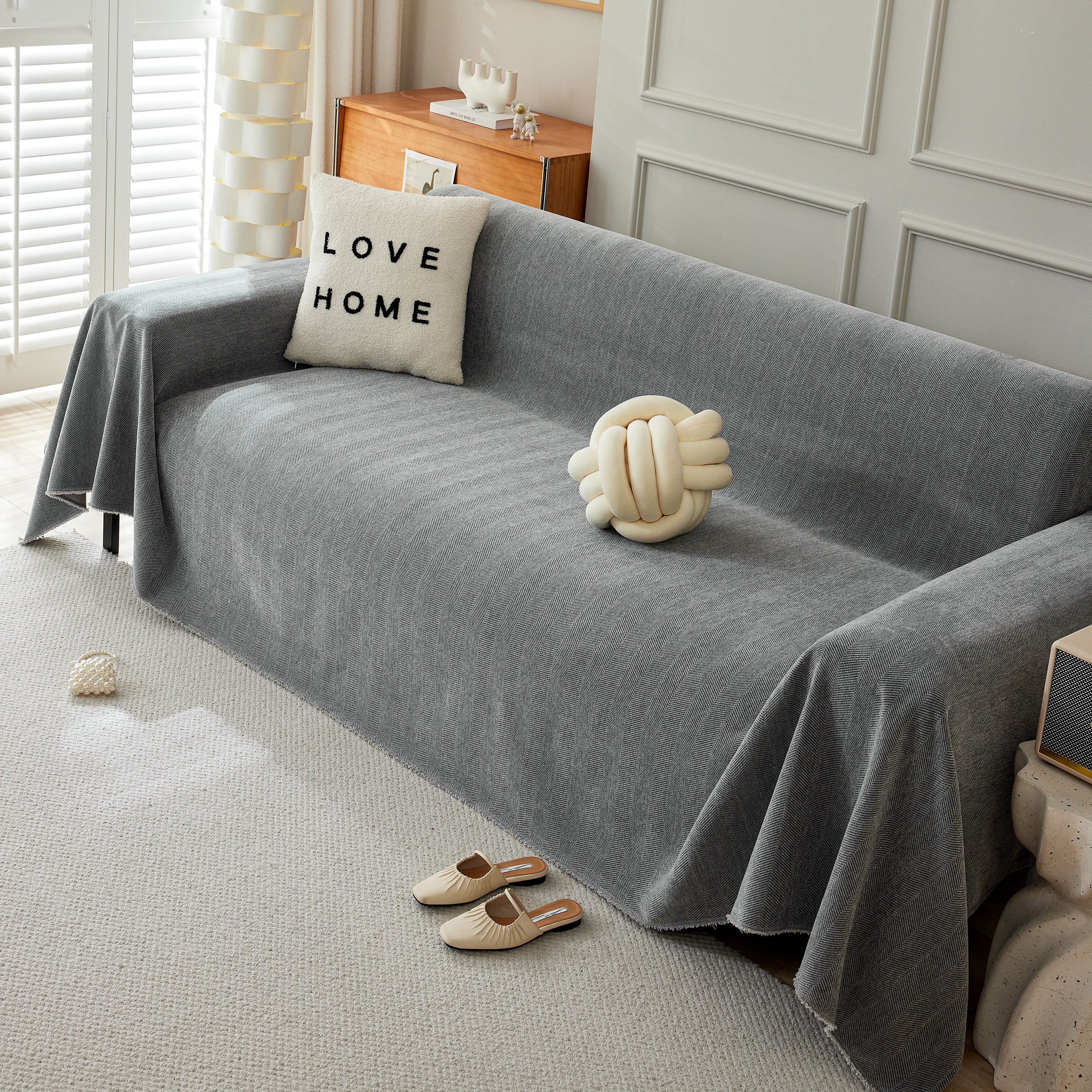 Herringbone Oversized Chenille Couch Throw Cover Sofa Slipcovers Couch Covers For Sectional Couches