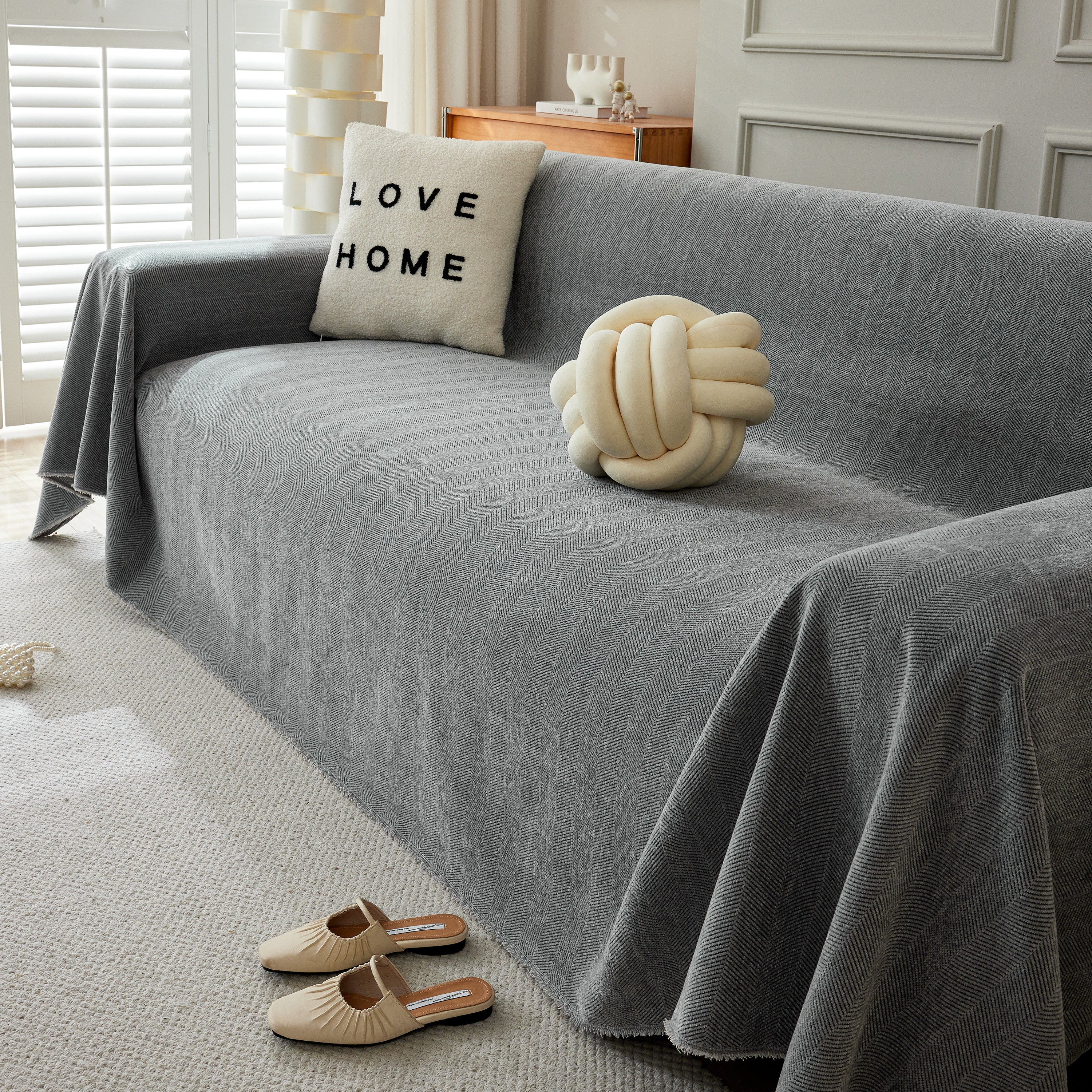 Herringbone Oversized Chenille Couch Throw Cover Sofa Slipcovers Couch Covers For Sectional Couches
