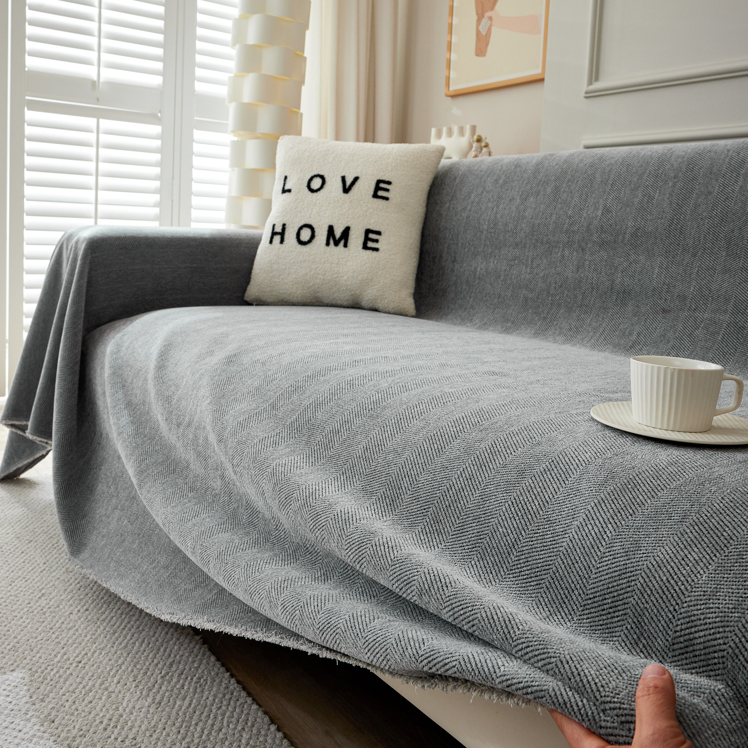 Herringbone Oversized Chenille Couch Throw Cover Sofa Slipcovers Couch Covers For Sectional Couches