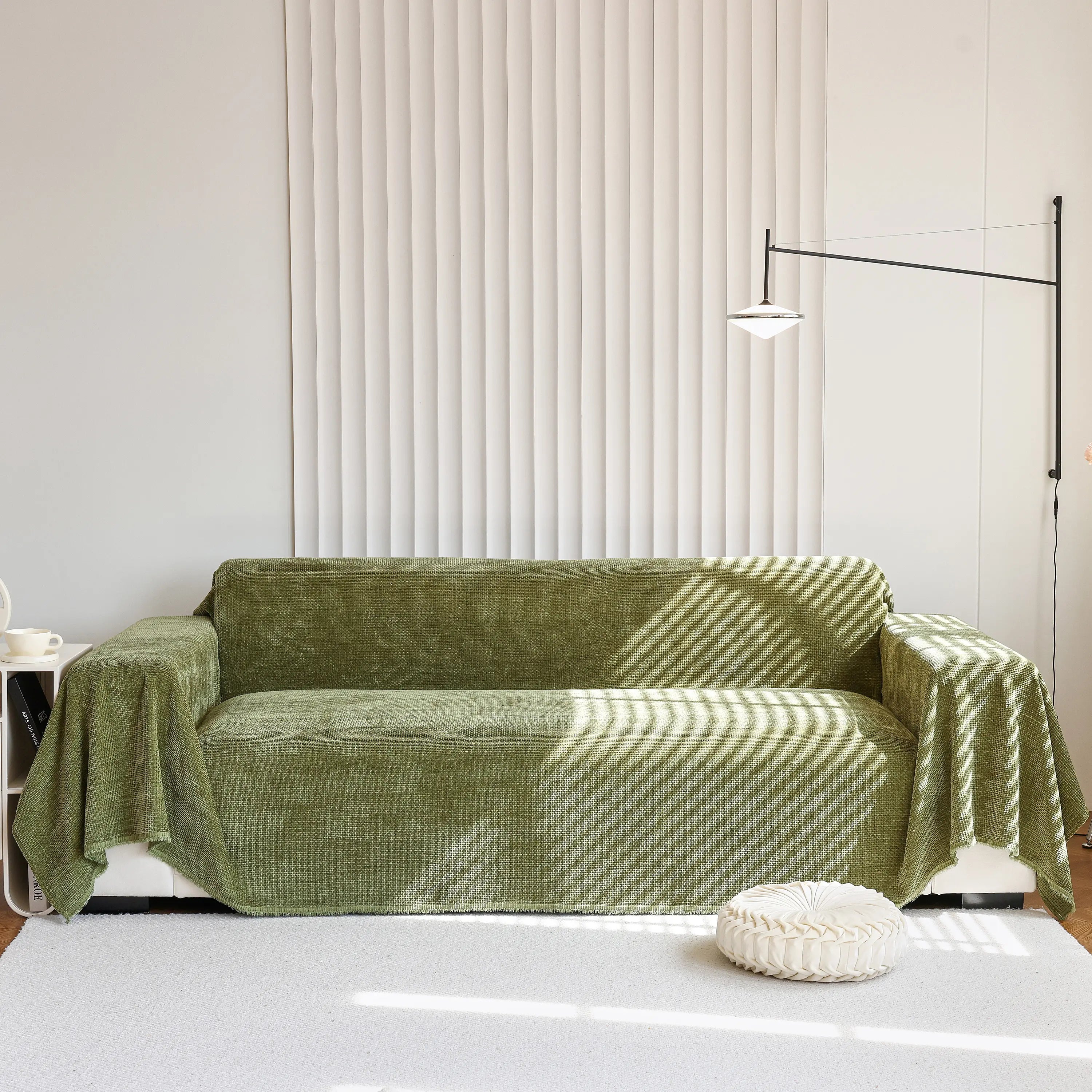 Chenille Thickened Solid Couch Blanket Throws, Reversible Couch Covers For Sectional Couches
