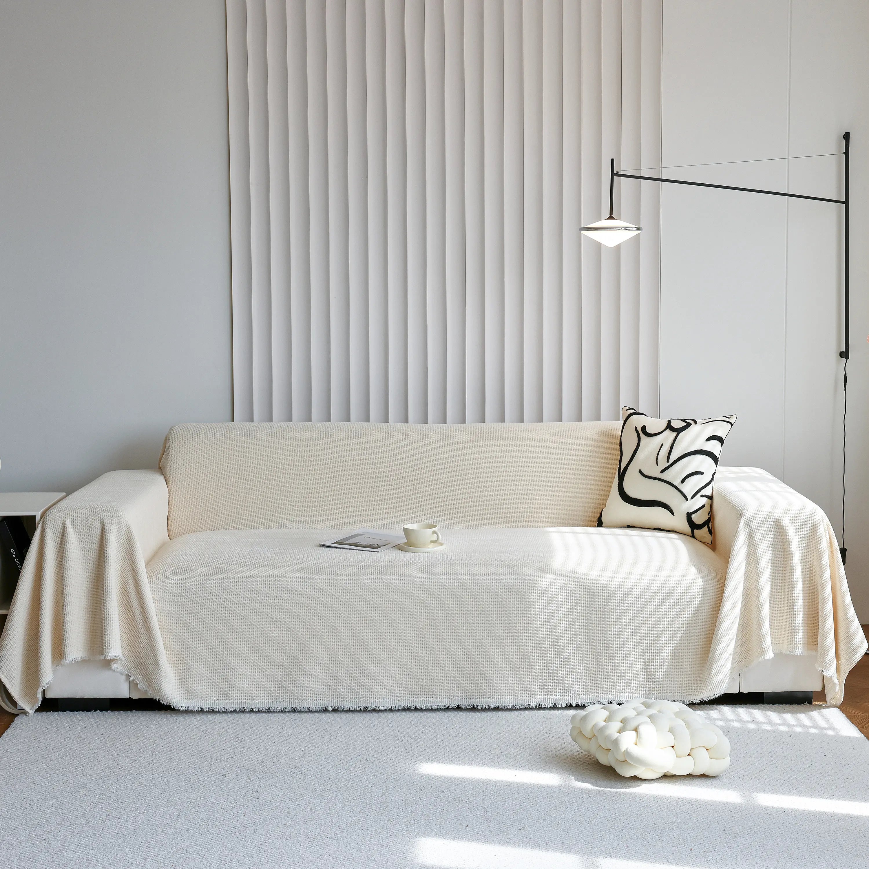 Chenille Thickened Solid Couch Blanket Throws, Reversible Couch Covers For Sectional Couches