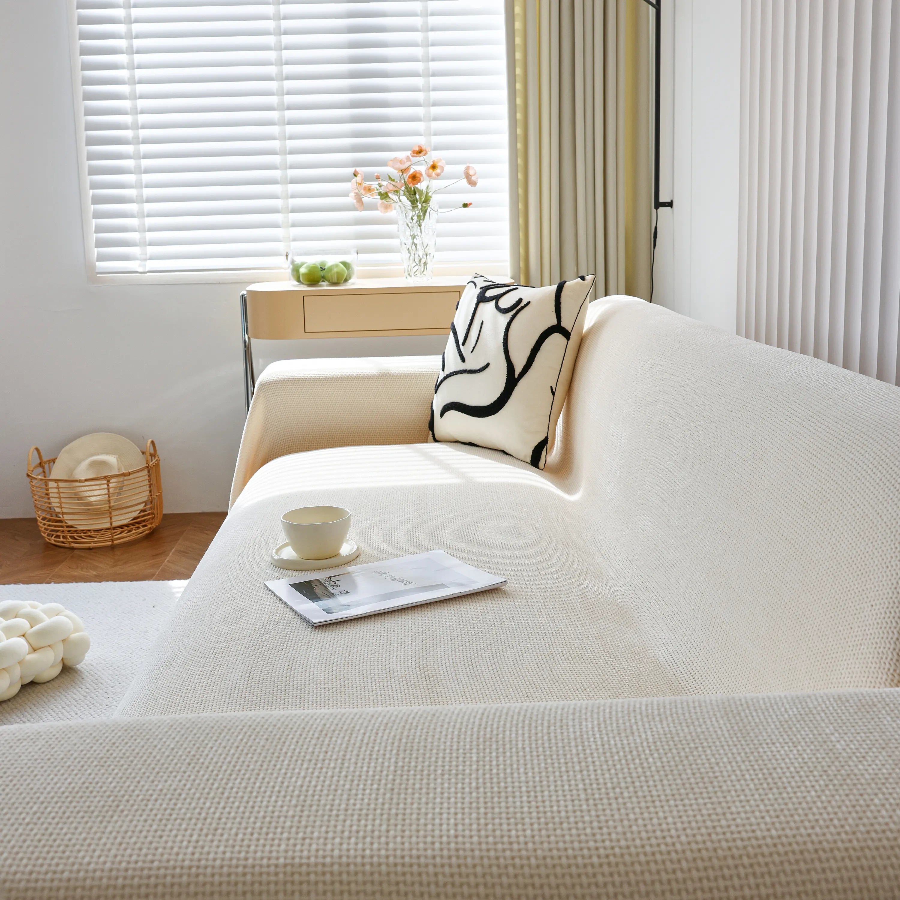 Chenille Thickened Solid Couch Blanket Throws, Reversible Couch Covers For Sectional Couches