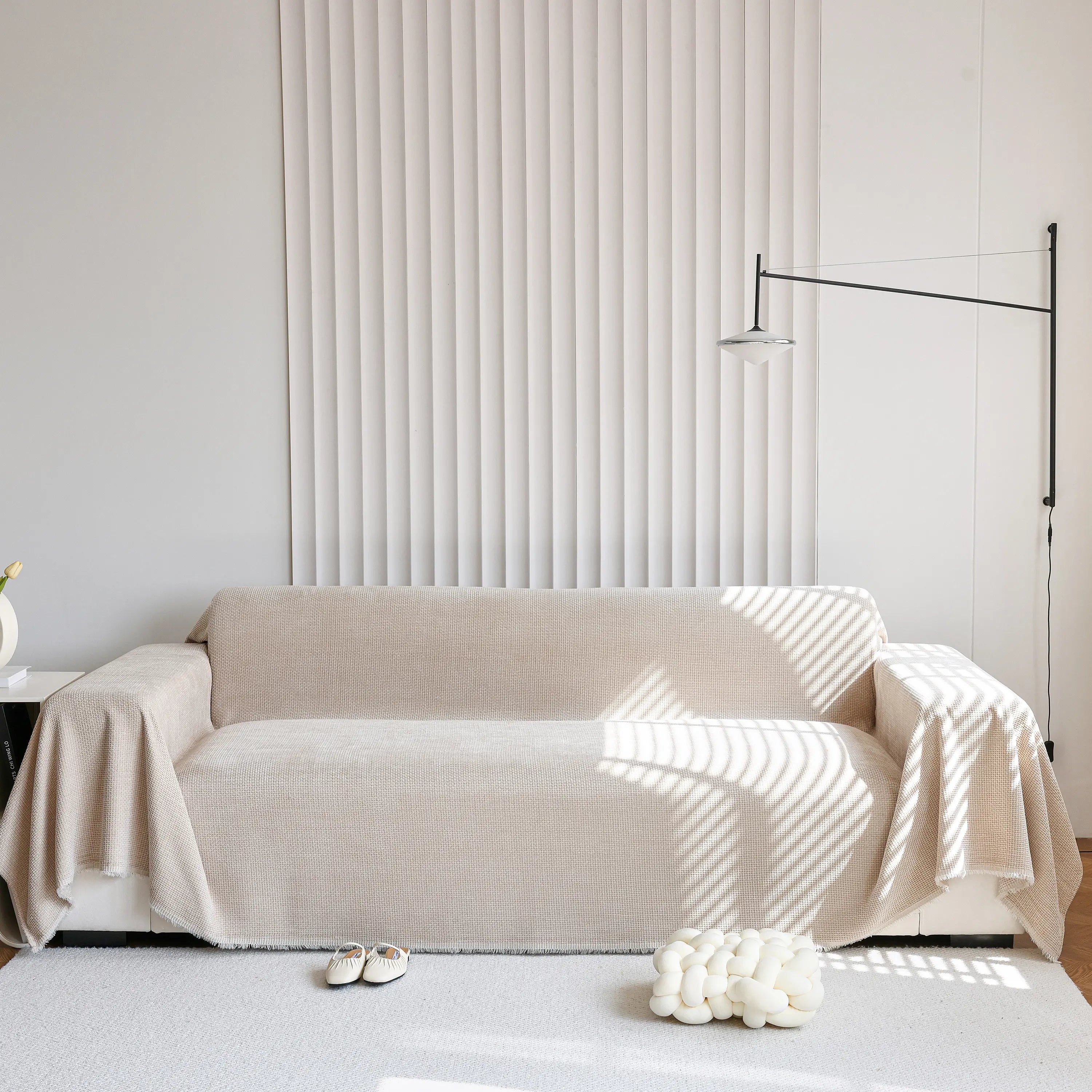 Chenille Thickened Solid Couch Blanket Throws, Reversible Couch Covers For Sectional Couches