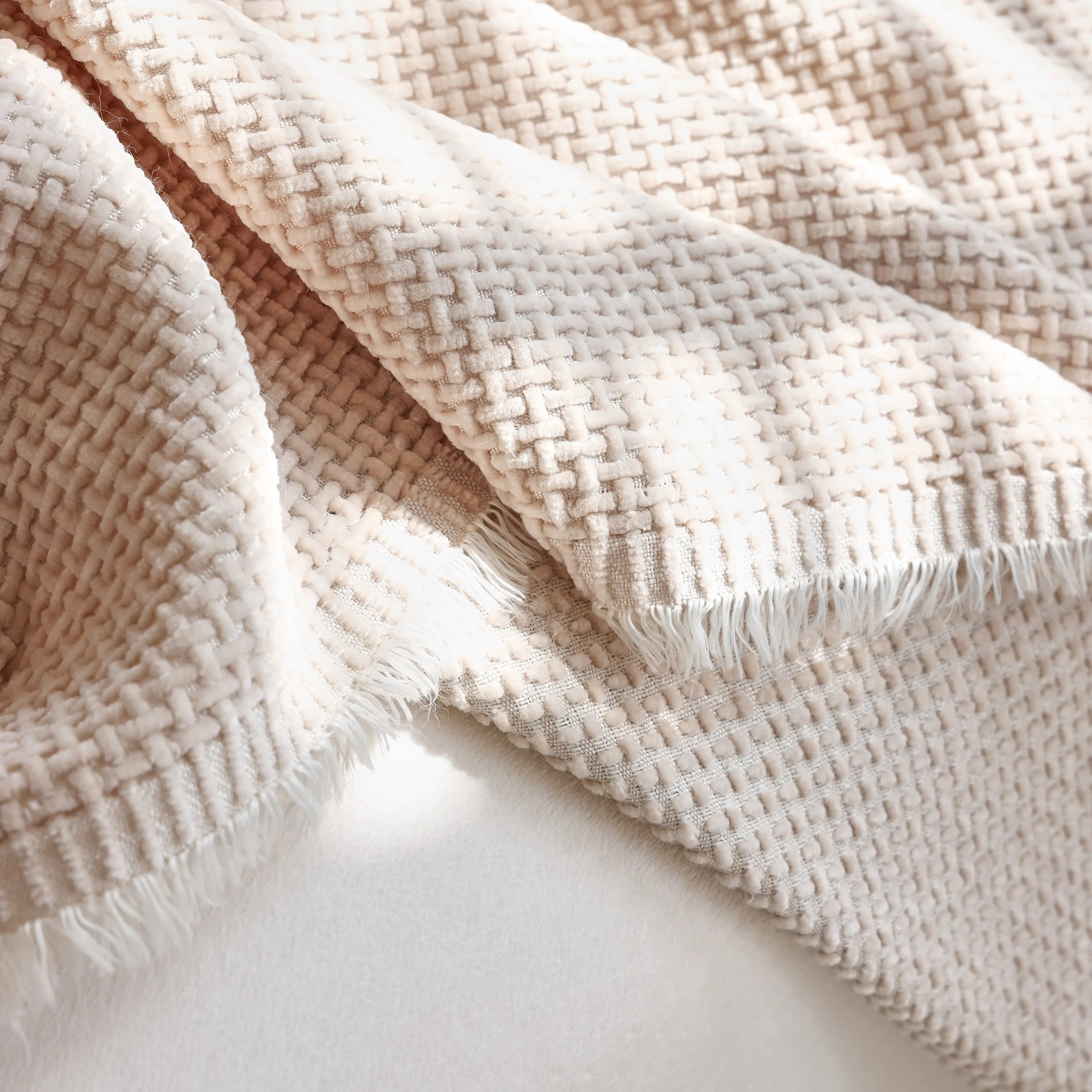 Chenille Thickened Solid Couch Blanket Throws, Reversible Couch Covers For Sectional Couches