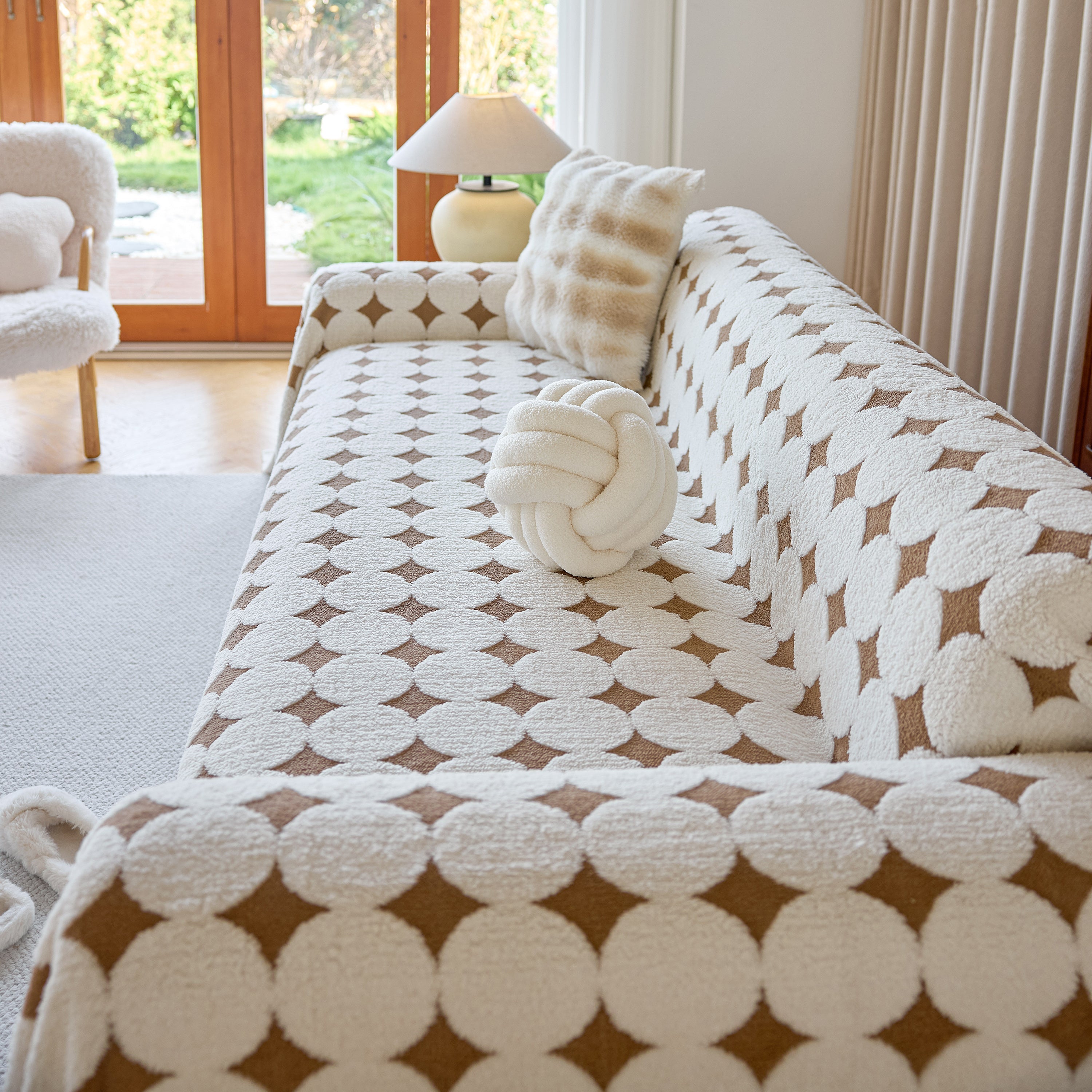 Geometric Jacquard Plush Warm Sofa Couch Cover Coral Fleece Throw Blanket For Couch