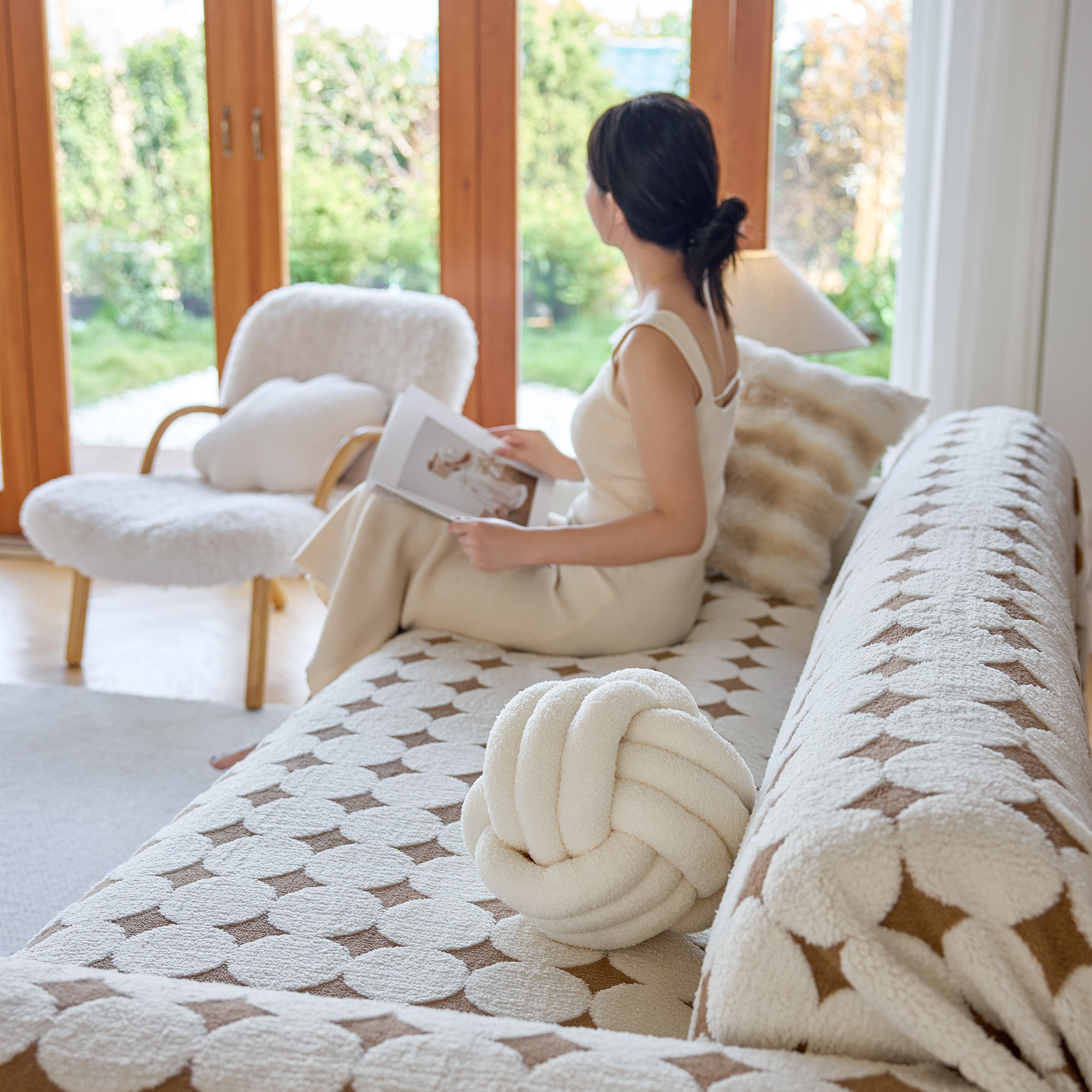 Geometric Jacquard Plush Warm Sofa Couch Cover Coral Fleece Throw Blanket For Couch