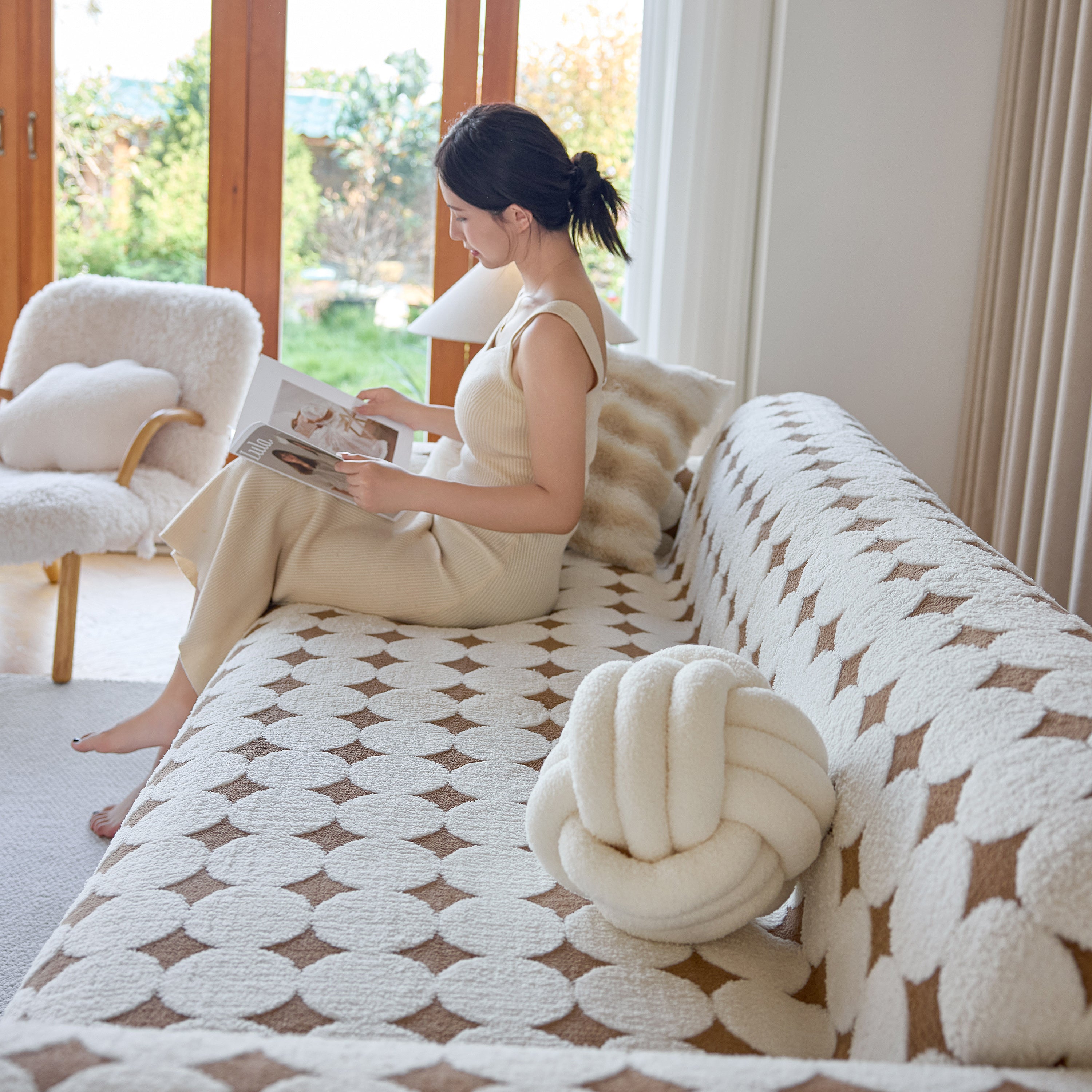 Geometric Jacquard Plush Warm Sofa Couch Cover Coral Fleece Throw Blanket For Couch